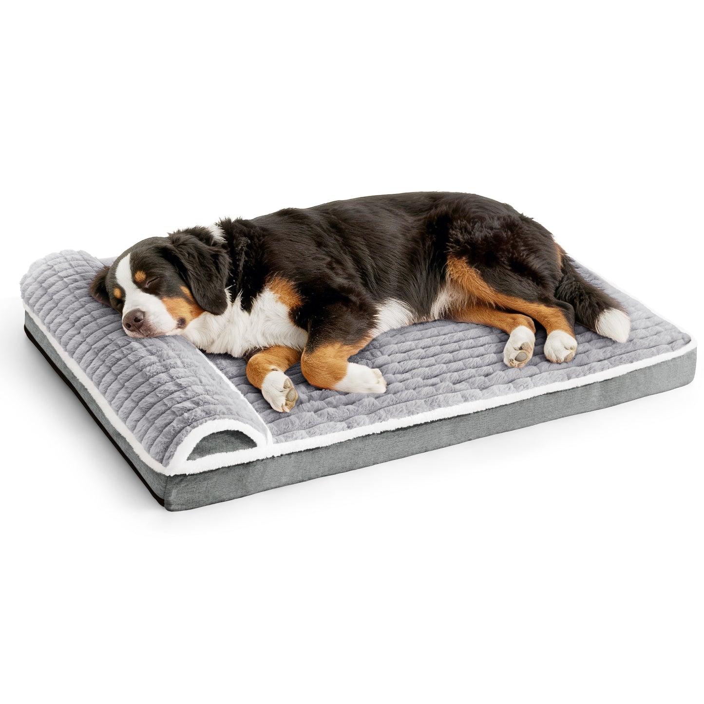 Exclusivo Mezcla Orthopedic Dog Bed with Head Pillow for Extra Large Dogs, Removable and Machine-Washable Cover, 56"X40", Grey
