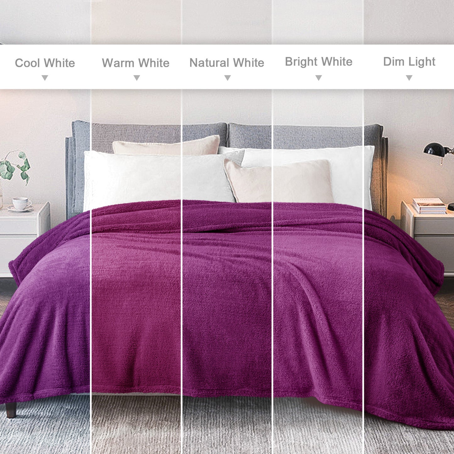 Exclusivo Mezcla King Size Flannel Fleece Blanket, Super Soft Velvet Plush Bed Blanket, Fuzzy Cozy Blankets for All Seasons, 90x104 Inches, Purple Blanket