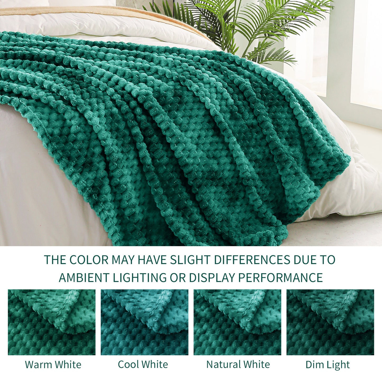 Exclusivo Mezcla Twin Size Flannel Fleece Blanket, 60x80 Inches Stylish Jacquard Velvet Plush Blanket for Bed, Cozy, Warm, Lightweight and Decorative Teal Blanket