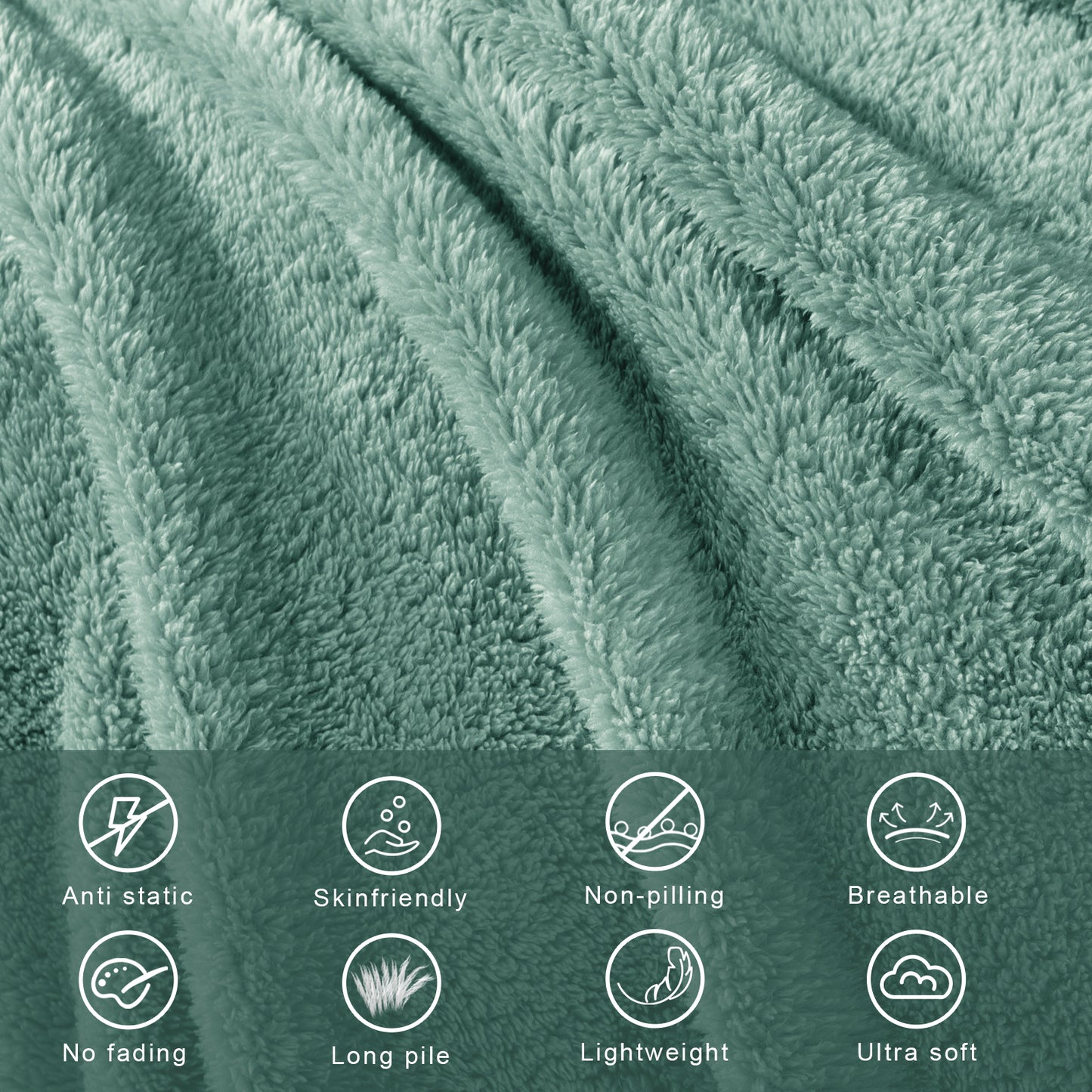 Exclusivo Mezcla Queen Size Flannel Fleece Blanket, Super Soft Velvet Plush Bed Blanket, Fuzzy Cozy Blankets for All Seasons, 90x90 Inches, Celadon Blanket