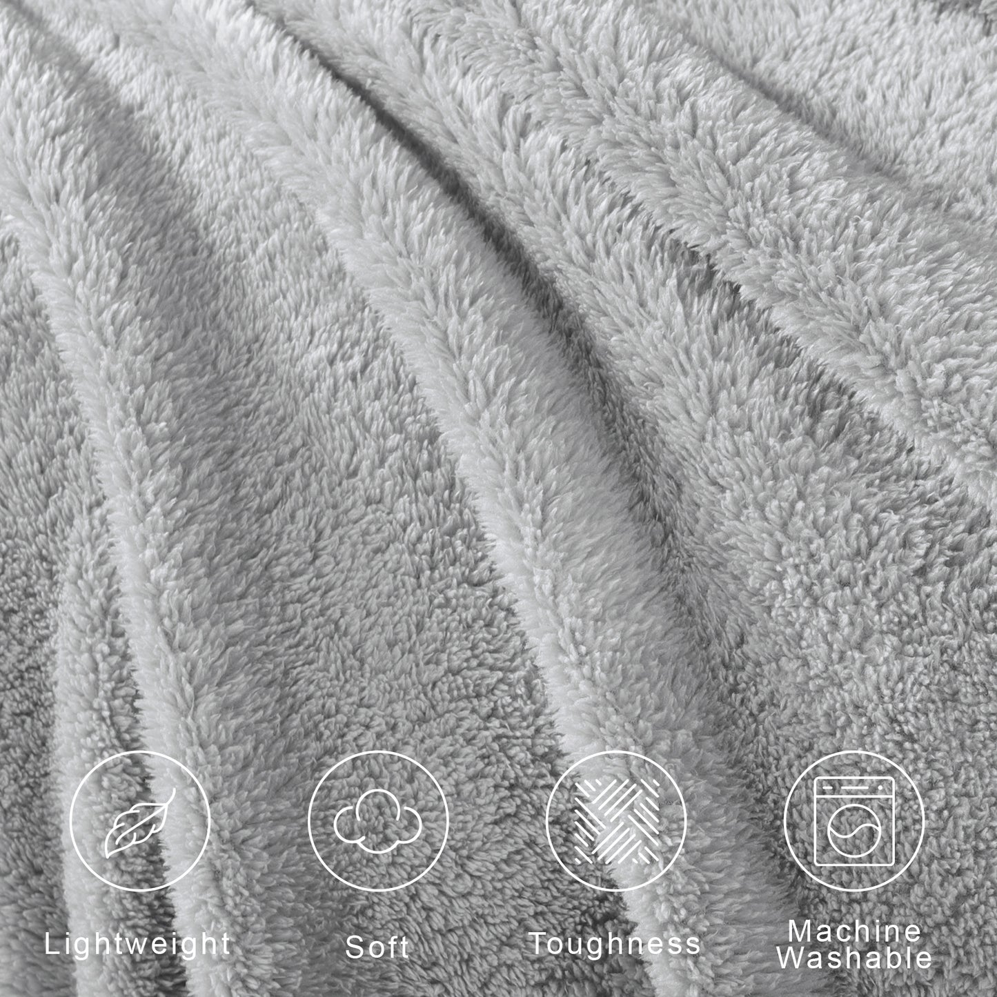 Exclusivo Mezcla Soft Fleece Throw Blanket for Couch, Super Soft Velvet Plush Bed Blanket, Fuzzy Cozy Blankets for All Seasons, 50x60 Inches, Light Grey Blanket