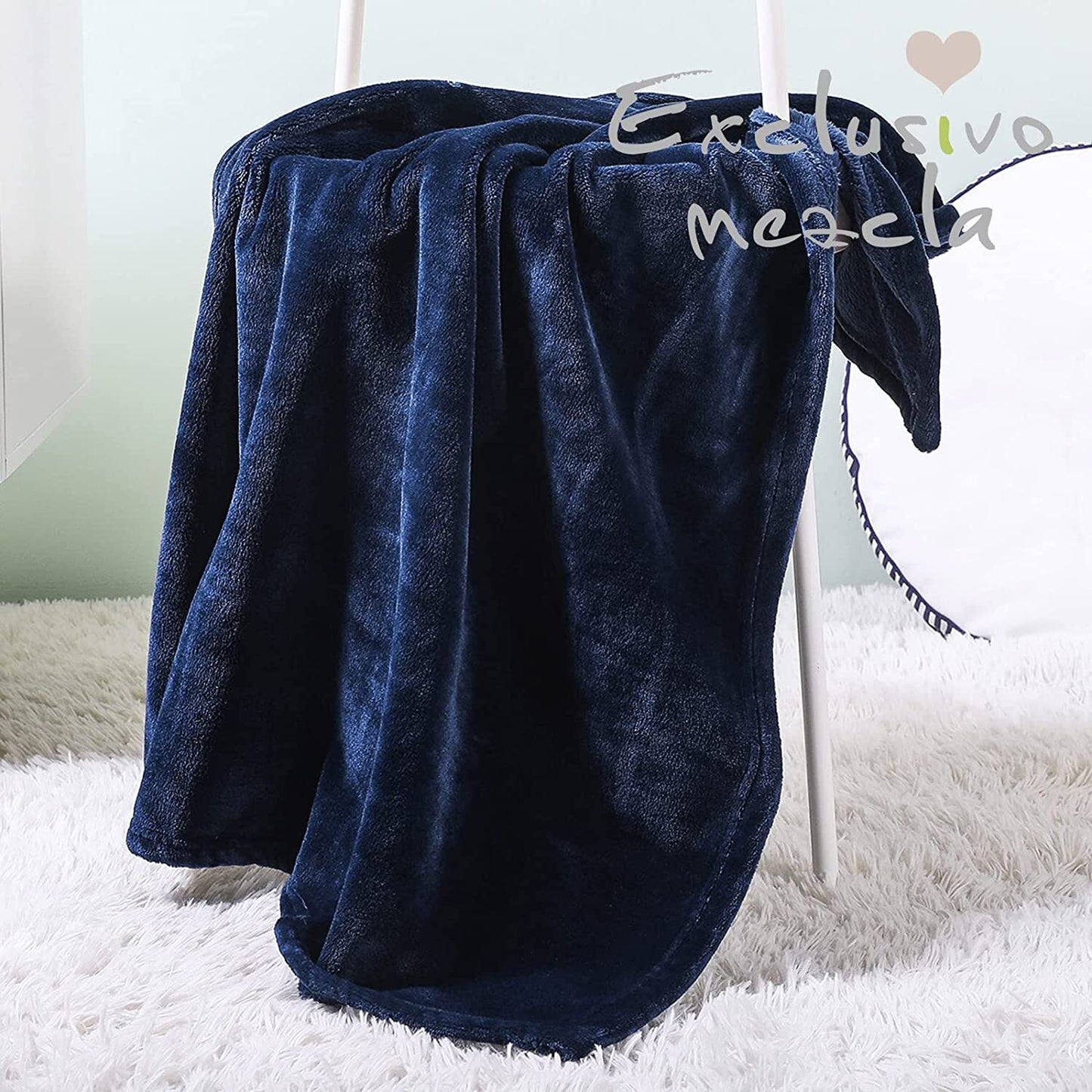 Exclusivo Mezcla Soft Lightweight Fleece Baby Blanket Throw Blanket for Boys, Girls, Toddler and Kids Nap Blankets for Crib Bedding, Nursery, and Security (40x50 inches, Navy Blue)