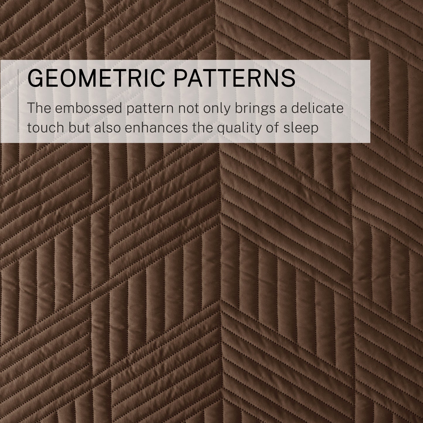 Exclusivo Mezcla Ultrasonic Full Queen Quilt Bedding Set, Lightweight Brown Bedspreads Soft Modern Geometric Coverlet Set for All Seasons (1 Quilt and 2 Pillow Shams)