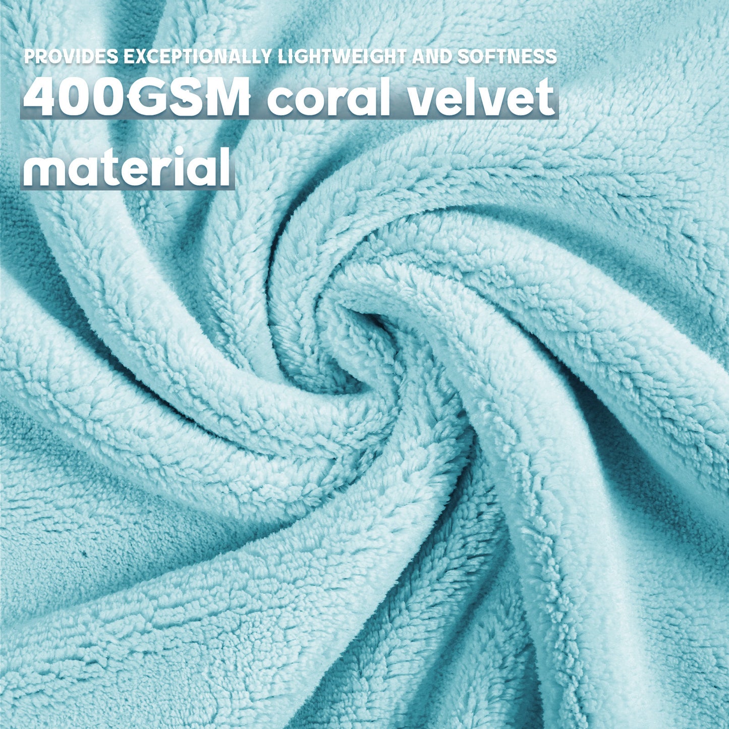 Exclusivo Mezcla 4-Piece Ultra Soft Bath Towel Set, Large Highly Absorbent Microfiber Coral Velvet Towel, Quick Drying for Body, Bathroom, Gym, Spa, 2 Bath Towels, 2 Hand Towels, Light Blue