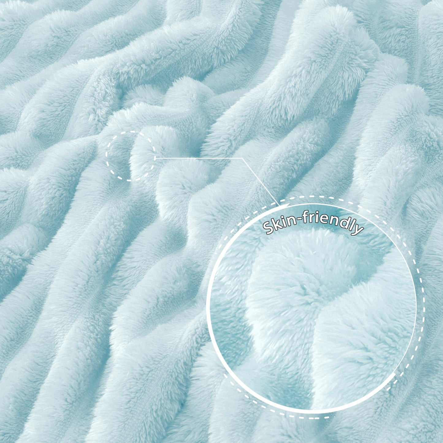 Exclusivo Mezcla Fleece Throw Blanket for Couch, Super Soft 3D Striped Jacquard Bed Blanket, Lightweight Fuzzy Cozy Blankets for All Seasons, 50x60 Inches, Light Blue Blanket