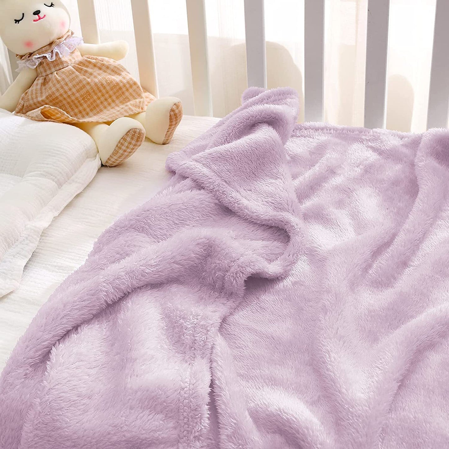 Exclusivo Mezcla Plush Baby Blanket, Soft and Warm Swaddle Throw Blanket, Infant, Newborn, Toddler and Kids Receiving Fleece Blankets for Crib Stroller (40x50 inches, Lilac Purple)