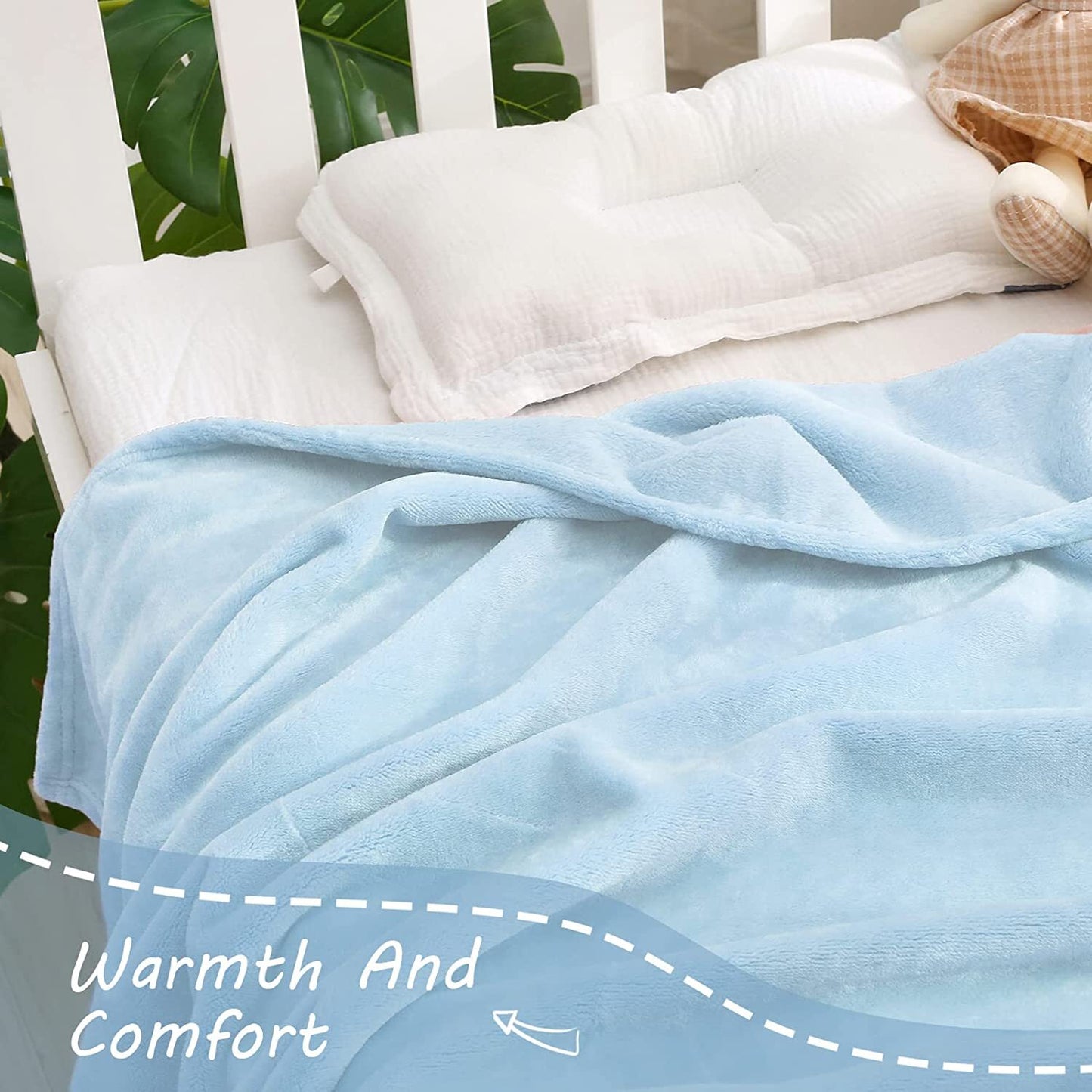 Exclusivo Mezcla Soft Lightweight Fleece Baby Blanket Throw Blanket for Boys, Girls, Toddler and Kids Nap Blankets for Crib Bedding, Nursery, and Security (40x50 inches, Ice Blue)