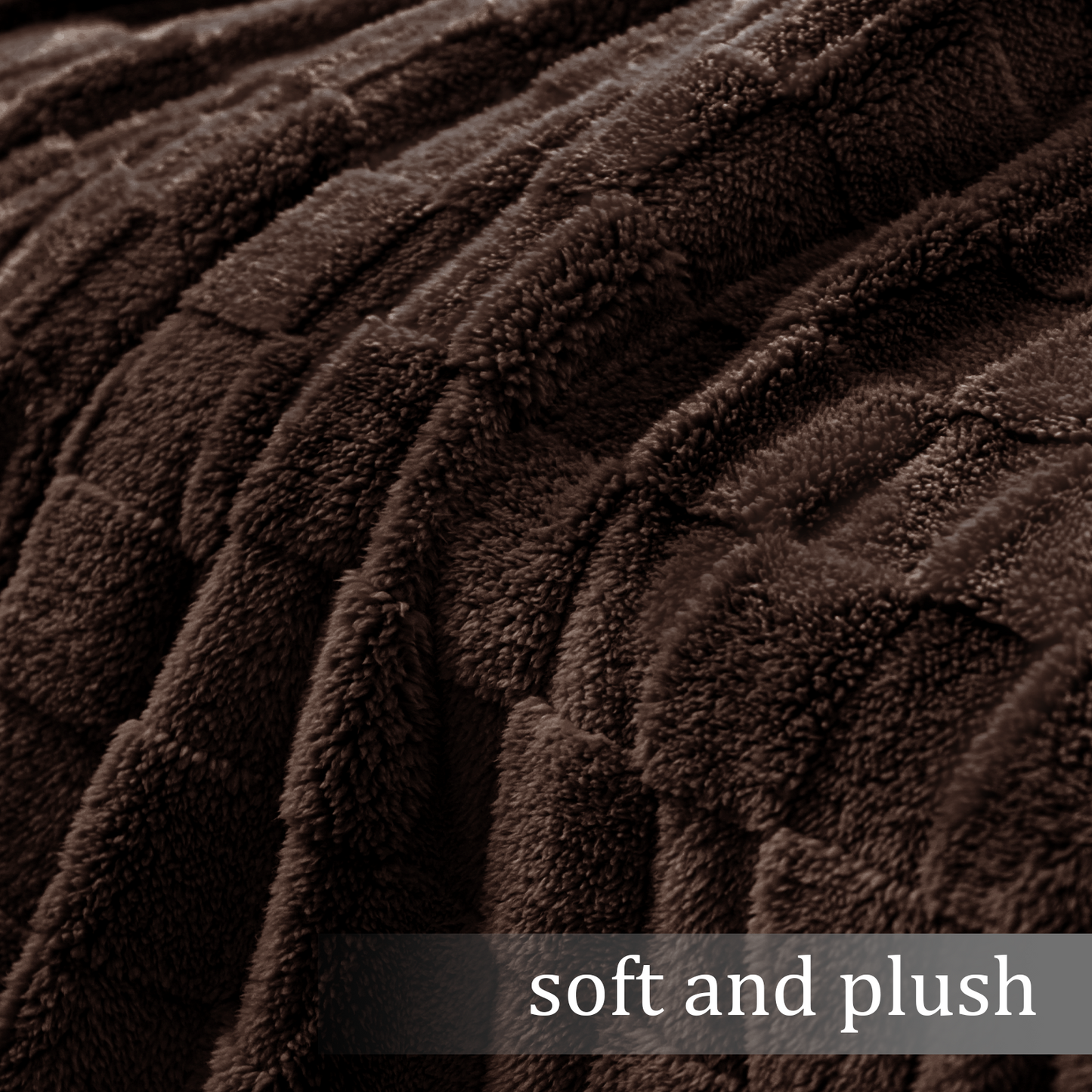 Exclusivo Mezcla Fleece Throw Blanket for Couch, Super Soft 3D Checkered Jacquard Bed Blanket, Cozy Fluffy Lightweight Blanket for All Seasons, 50x60 Inches, Coffee Blanket