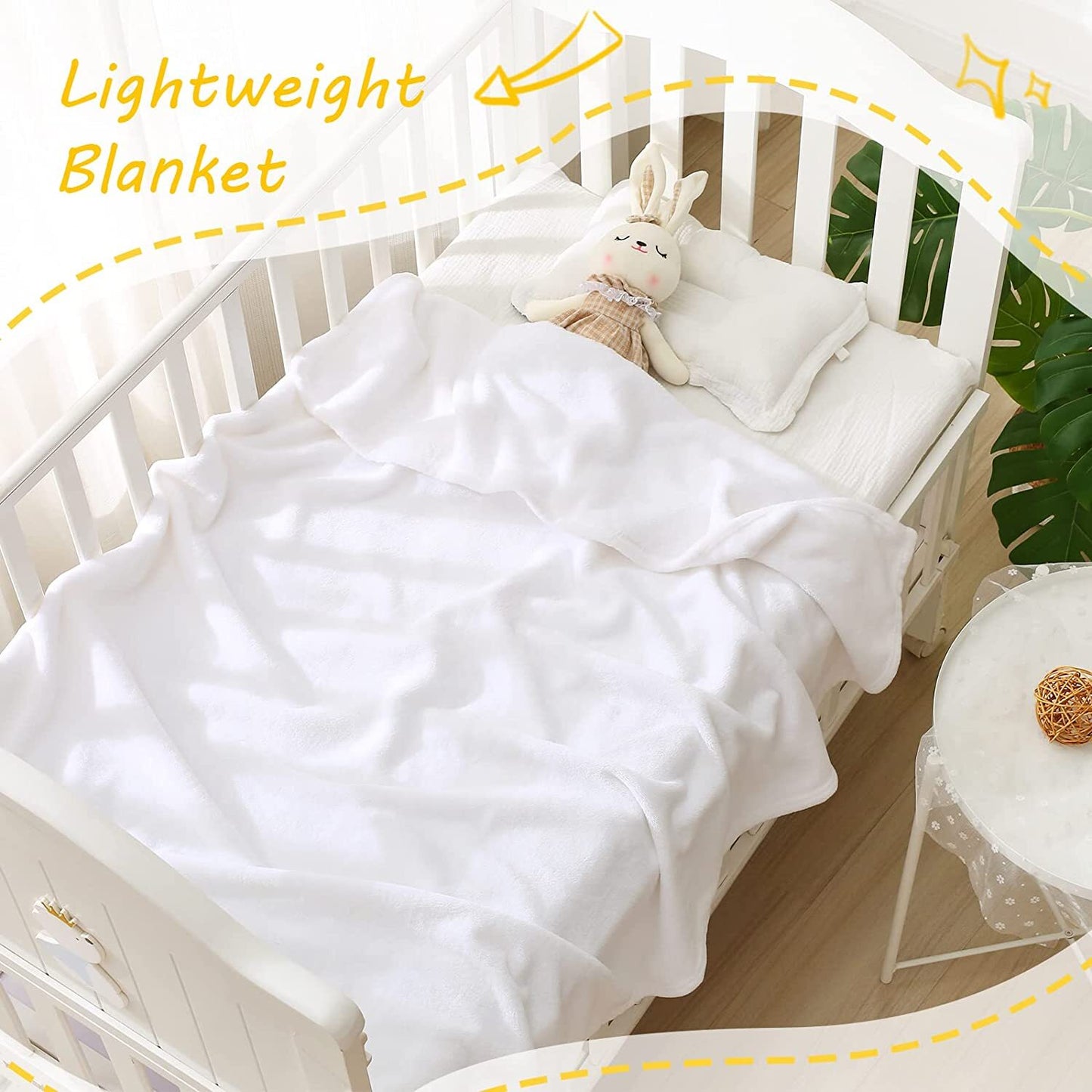Exclusivo Mezcla Soft Lightweight Fleece Baby Blanket Throw Blanket for Boys, Girls, Toddler and Kids Nap Blankets for Crib Bedding, Nursery, and Security (40x50 inches, Pure White)