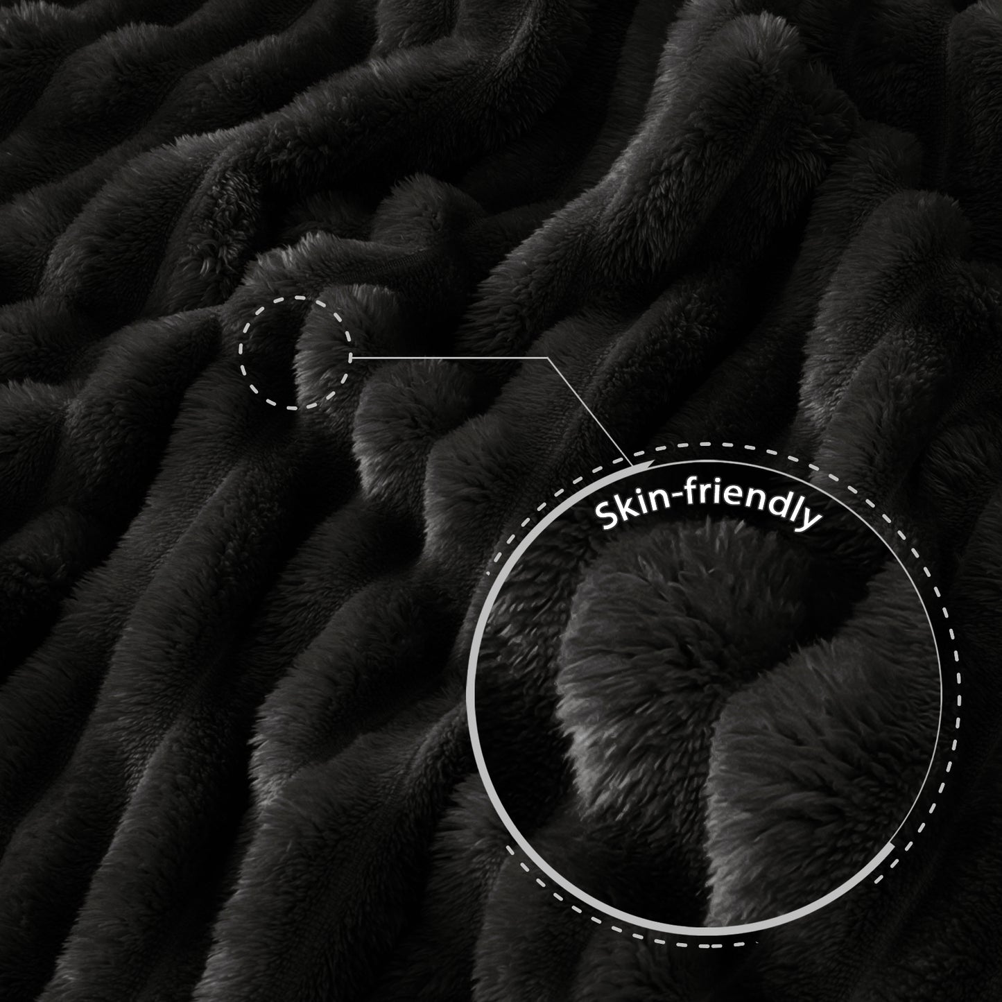 Exclusivo Mezcla Fleece Throw Blanket for Couch, Super Soft 3D Striped Jacquard Bed Blanket, Lightweight Fuzzy Cozy Blankets for All Seasons, 50x60 Inches, Black Blanket