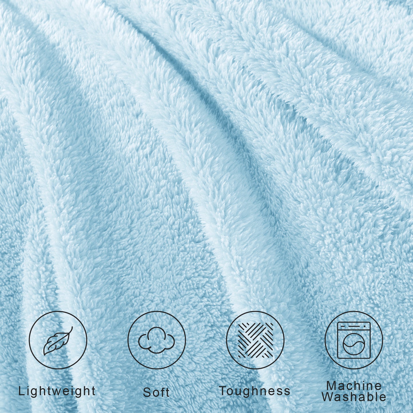 Exclusivo Mezcla Soft Fleece Throw Blanket for Couch, Super Soft Velvet Plush Bed Blanket, Fuzzy Cozy Blankets for All Seasons, 50x60 Inches, Light Blue Blanket