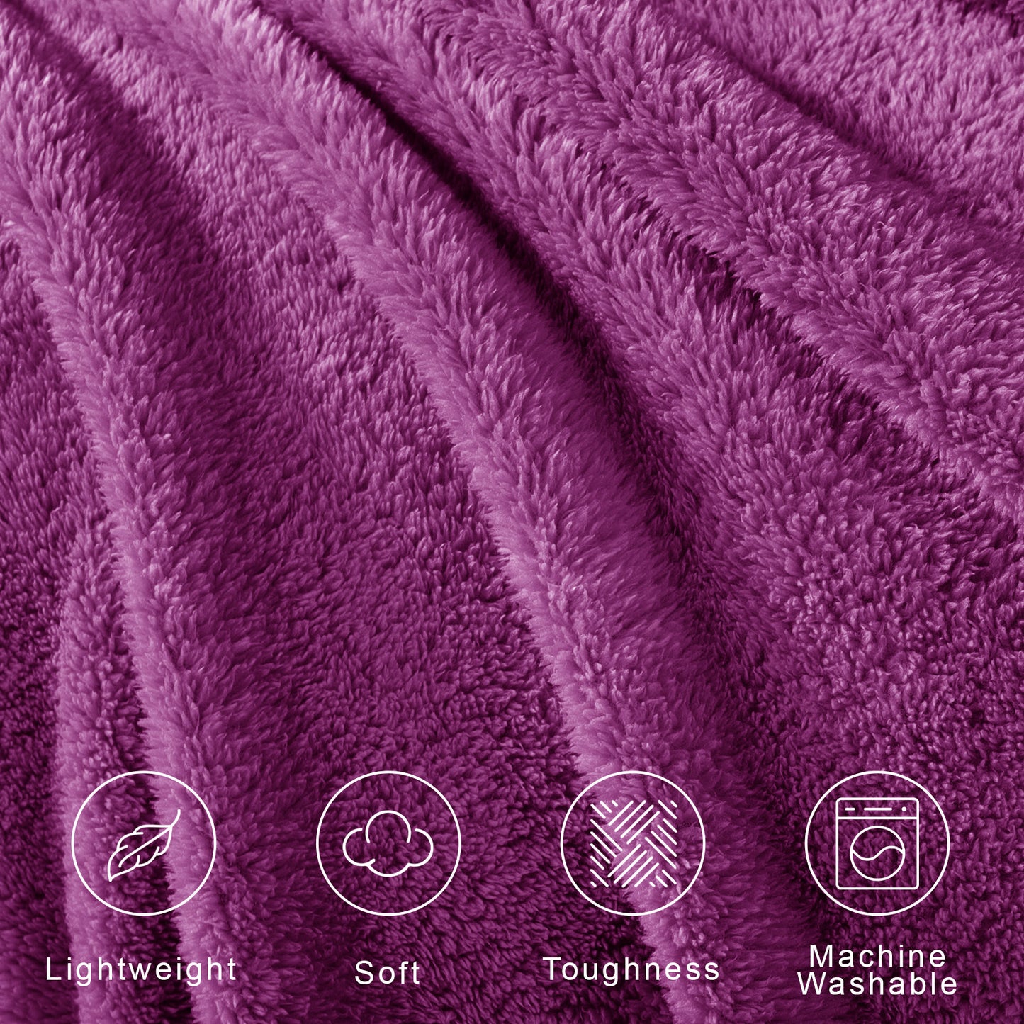 Exclusivo Mezcla Soft Fleece Throw Blanket for Couch, Super Soft Velvet Plush Bed Blanket, Fuzzy Cozy Blankets for All Seasons, 50x60 Inches, Purple Blanket