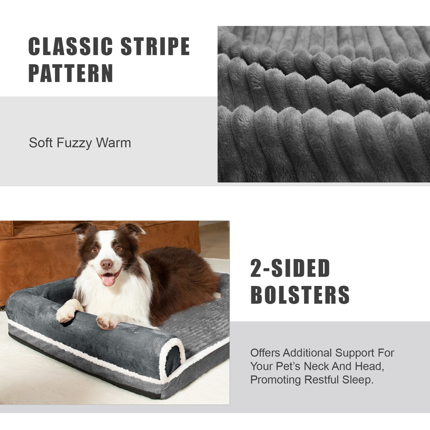 Exclusivo Mezcla Orthopedic Pet Bed for Extra Large Dogs, 48"X30" Waterproof L Shaped Sofa Dog Bed, Gray