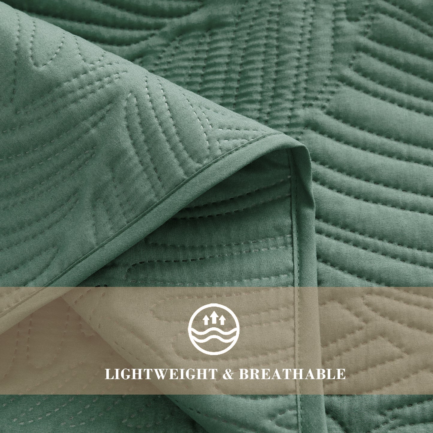 Exclusivo Mezcla Twin Quilt Set Green, Lightweight Bedspread Leaf Pattern Bed Cover Soft Coverlet Bedding Set(1 Quilt, 1 Pillow Sham)