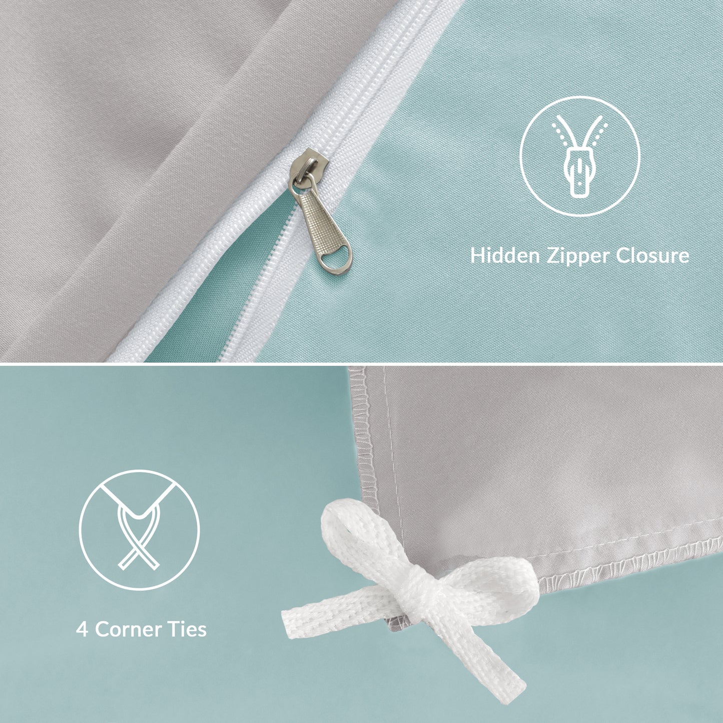 Exclusivo Mezcla Twin Bedding Duvet Cover Set, 2 Pieces Lightweight Comforter Cover with Pillow Sham (Light Green and Light Grey)