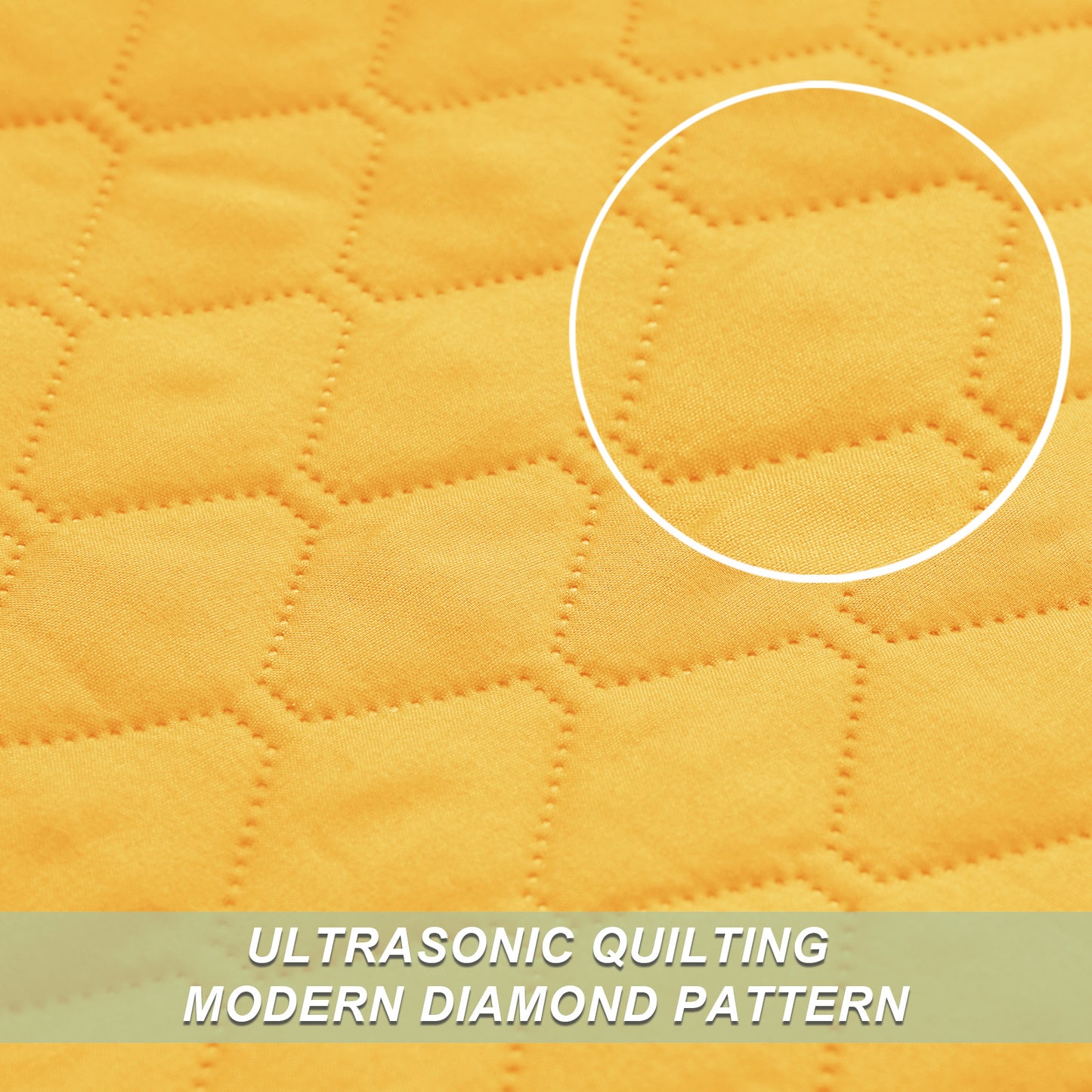 Exclusivo Mezcla Ultrasonic Reversible Twin Quilt Bedding Set with Pillow Sham, Lightweight Quilts Twin Size, Soft Bedspreads Bed Coverlets for All Seasons - (Bright Yellow, 68"x88")