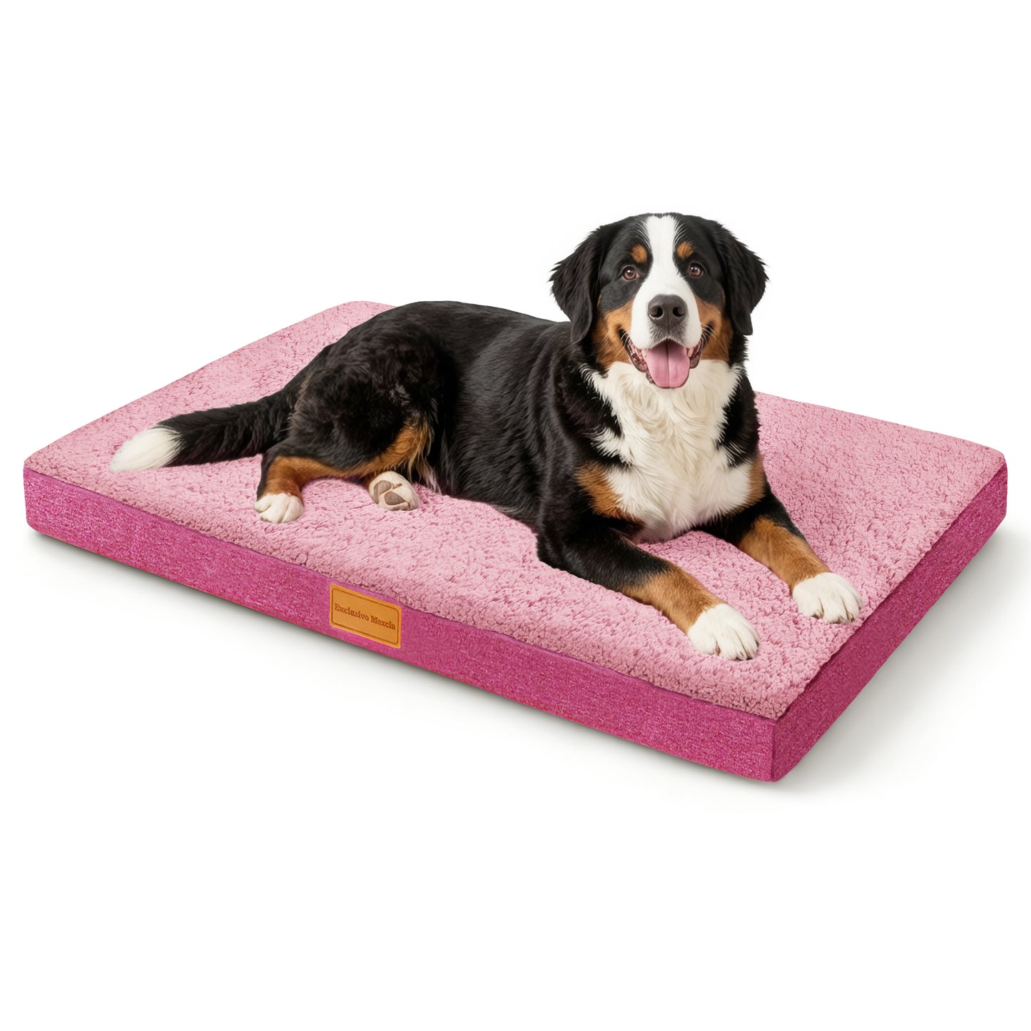 Exclusivo Mezcla Large Dog Bed with Removable and Washable Cover, Orthopedic Pet Bed for Crates, Non-Slip Bottom and Waterproof Liner, 48"~30", Pink