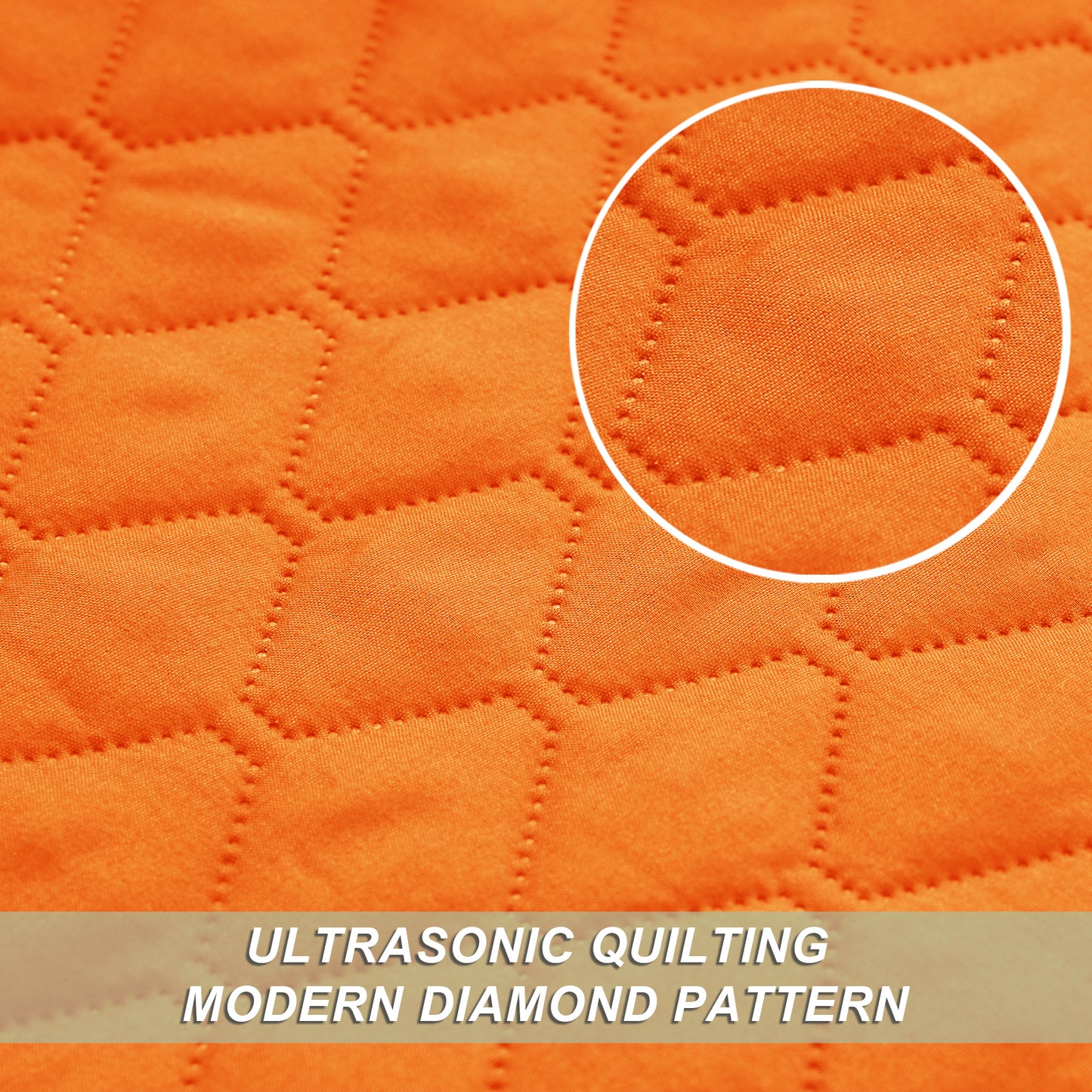 Exclusivo Mezcla Ultrasonic Twin Size Quilt Set with Pillow Sham, Lightweight Bedspreads Coverlet Set - (Orange, 68"x88")