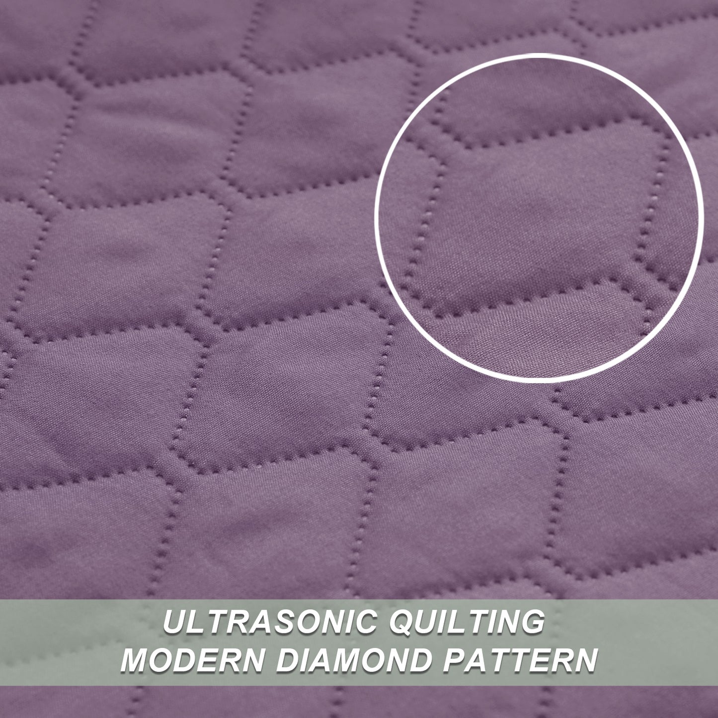 Exclusivo Mezcla Ultrasonic Reversible Twin Quilt Bedding Set with Pillow Sham, Lightweight Quilts Twin Size, Soft Bedspreads Bed Coverlets for All Seasons - (Dusty Lavender, 68"x88")