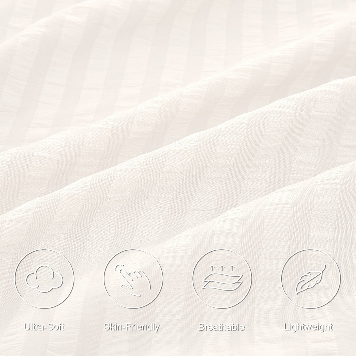 Exclusivo Mezcla 2-Piece Seersucker Twin Comforter Set White, Lightweight Soft Striped Pattern All Season Bedding Comforter sets with 1 Pillow Sham