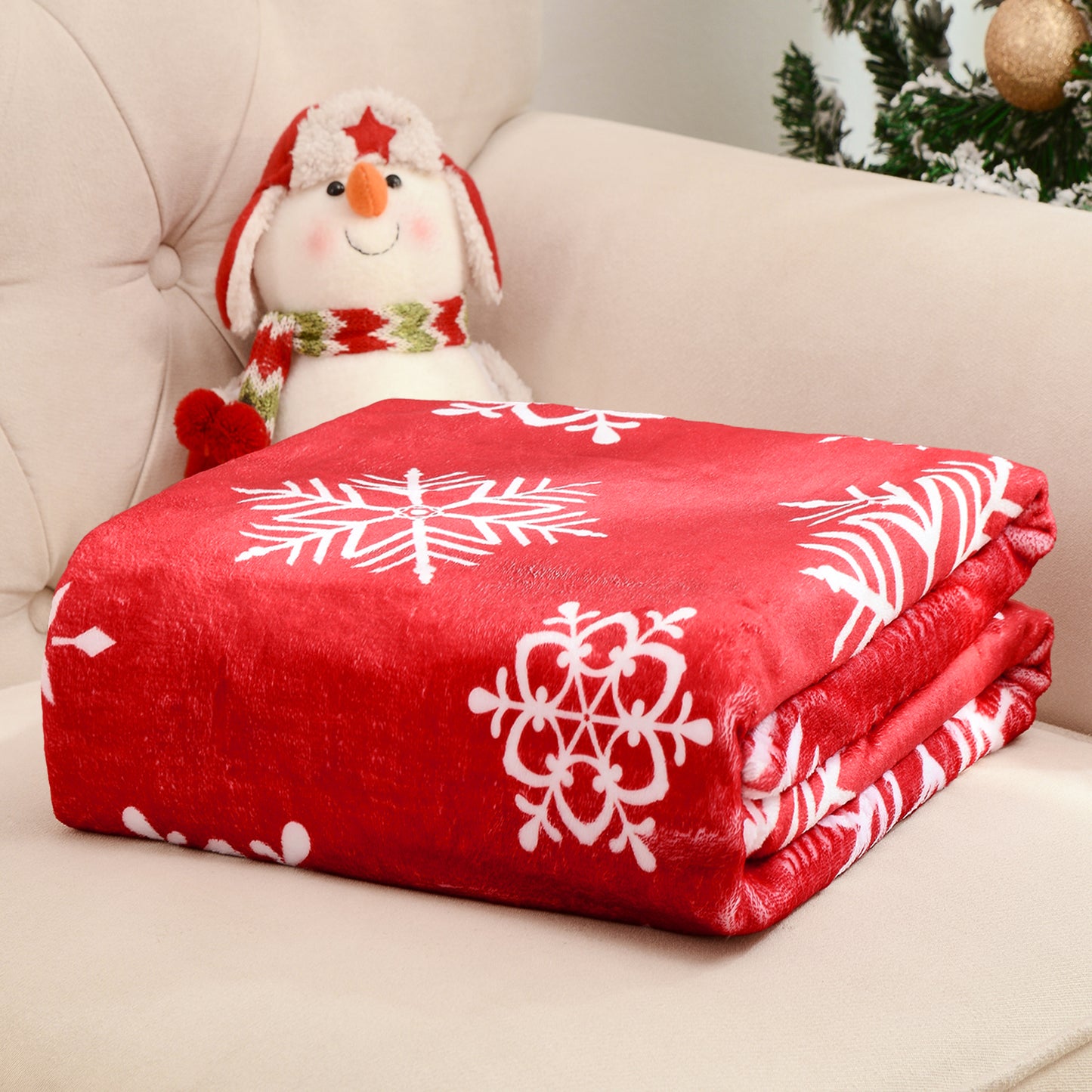 Exclusivo Mezcla Christmas Blanket, Red Flannel Fleece Blanket, Super Soft and Warm Christmas Stocings Patterns Holiday Throw Blanket for Couch, Bed and Sofa, Suitable for All Seasons 50x60 inches