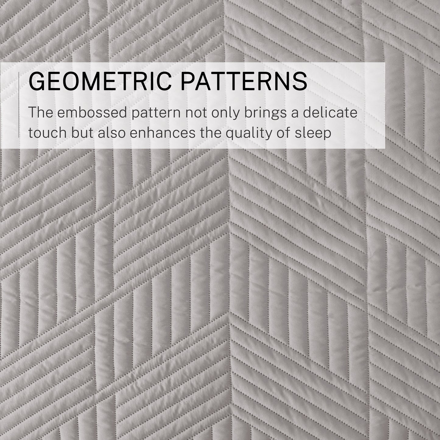 Exclusivo Mezcla Ultrasonic Full Queen Quilt Bedding Set, Lightweight Light Grey Bedspreads Soft Modern Geometric Coverlet Set for All Seasons (1 Quilt and 2 Pillow Shams)