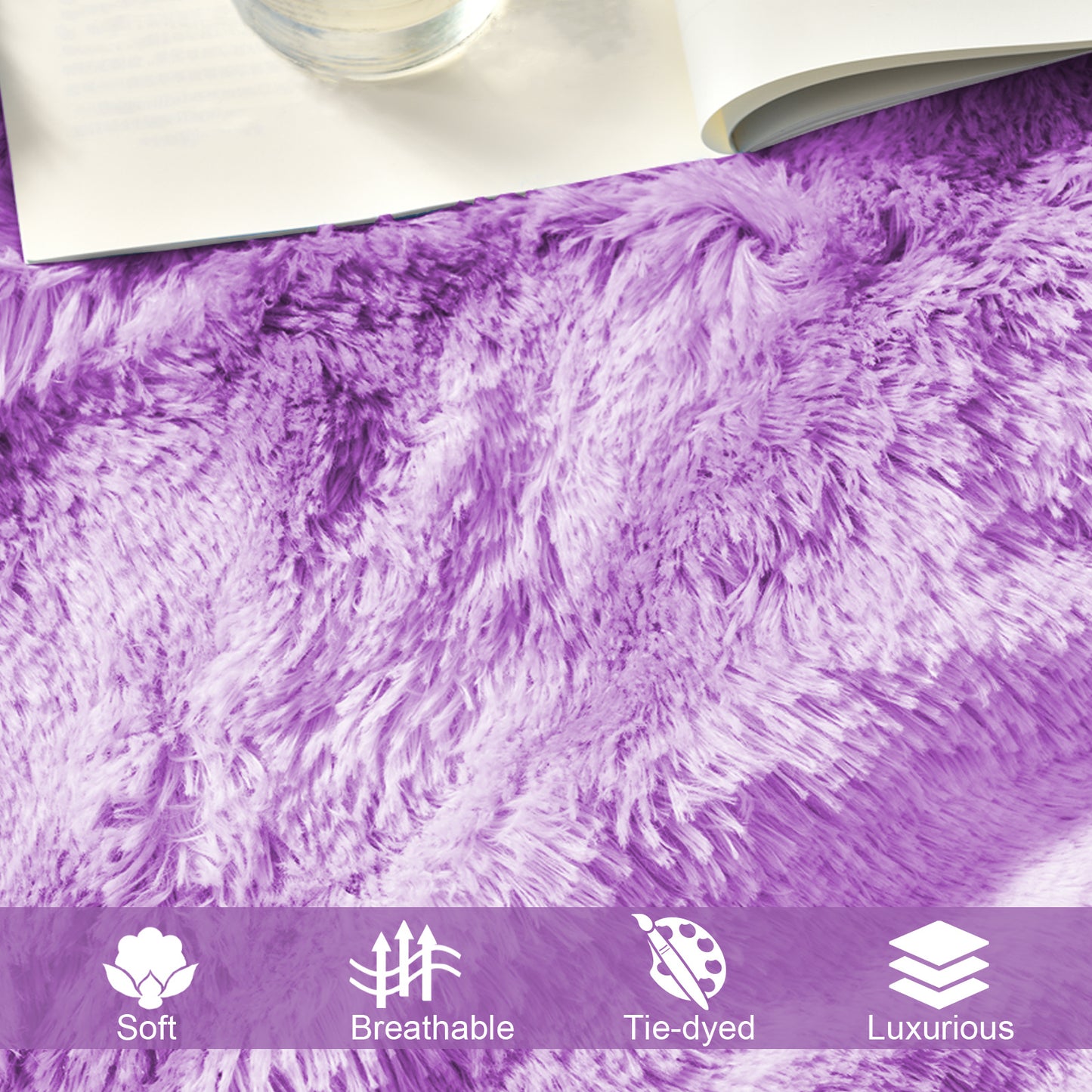 Exclusivo Mezcla Queen Size Faux Fur Throw Blanket, Super Soft Fuzzy and Plush Reversible Shaggy Sherpa Fleece Blanket and Warm Blankets for Bed, Sofa, Travel, 90X90 inches, Purple