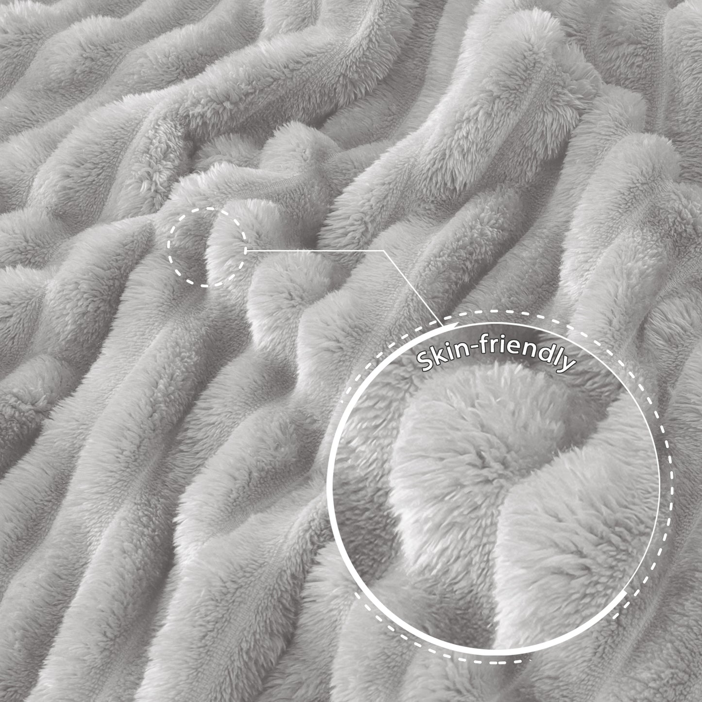 Exclusivo Mezcla Fleece Throw Blanket for Couch, Super Soft 3D Striped Jacquard Bed Blanket, Lightweight Fuzzy Cozy Blankets for All Seasons, 50x60 Inches, Light Grey Blanket
