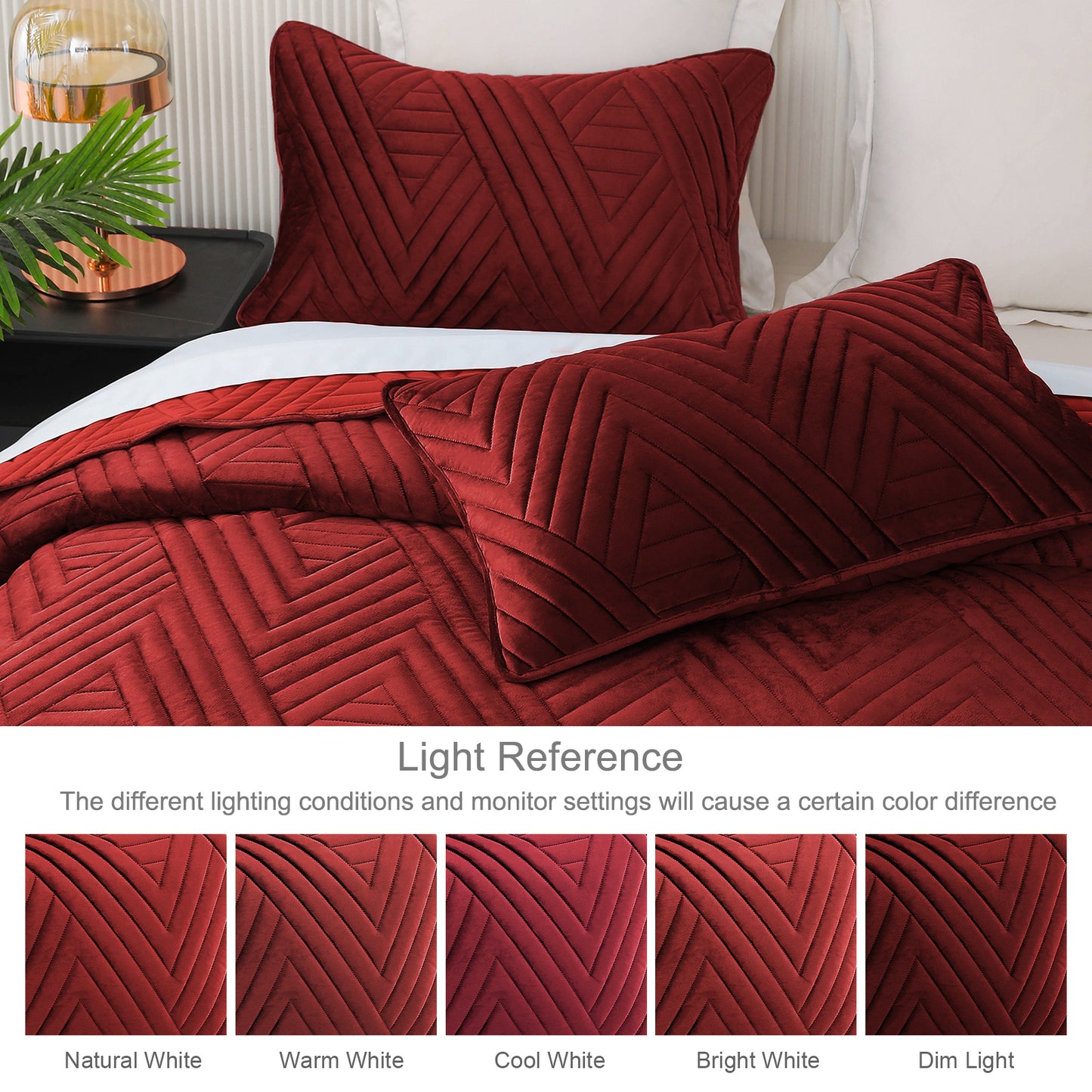 Exclusivo Mezcla Super Plush Velvet Quilt Twin Size with Pillow Sham, Luxury Soft Reversible 2 Piece Bedspreads Coverlet Comforter Set for All Seasons, Lightweight and Warm, Rust Red