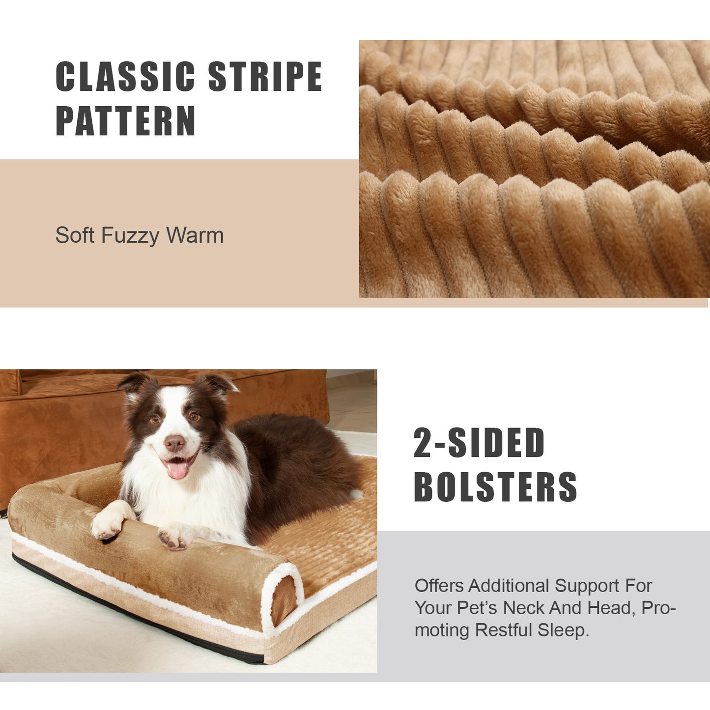 Exclusivo Mezcla Orthopedic Pet Bed for Large Dogs, 42"X28" Waterproof L Shaped Sofa Dog Bed, Brown