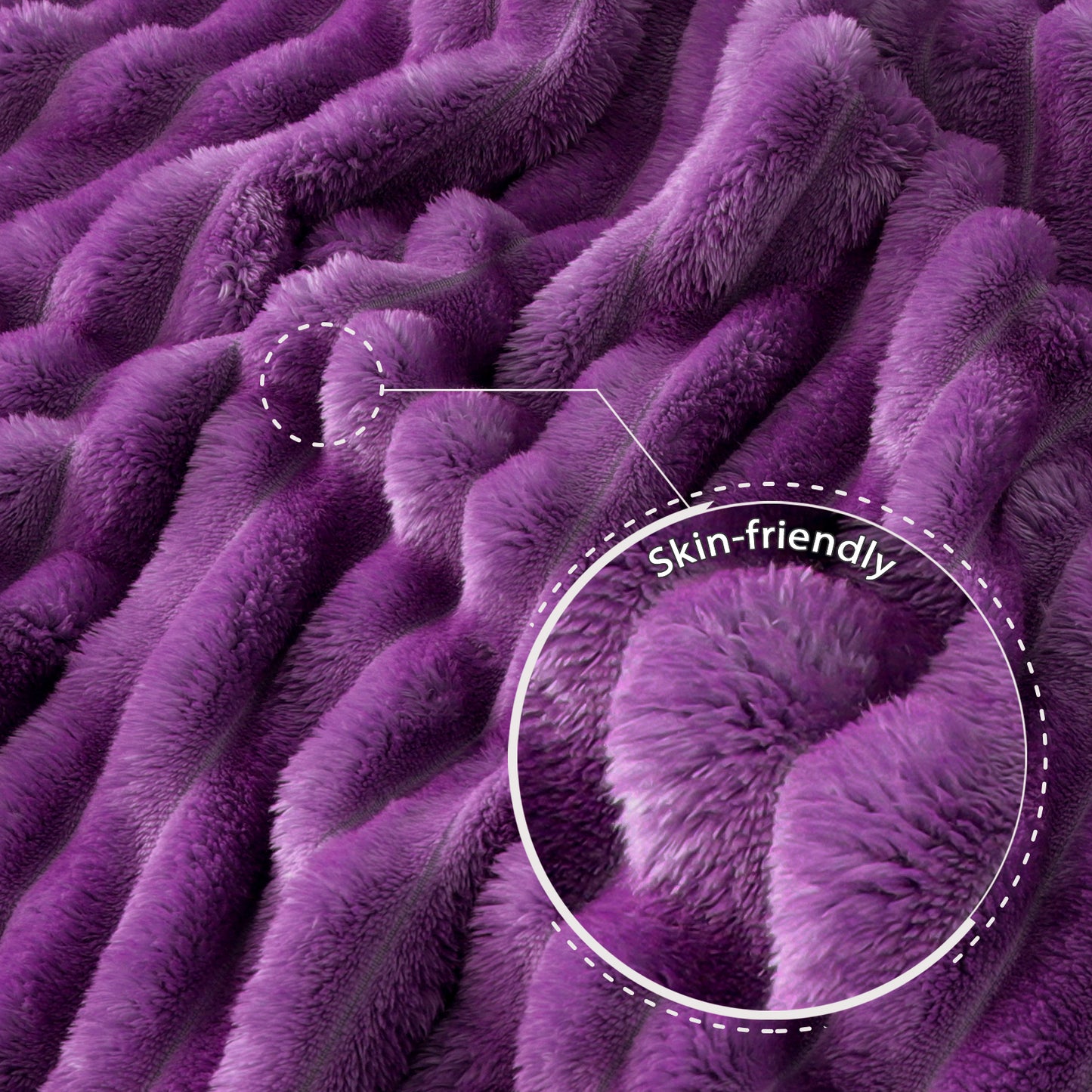 Exclusivo Mezcla Fleece Throw Blanket for Couch, Super Soft 3D Striped Jacquard Bed Blanket, Lightweight Fuzzy Cozy Blankets for All Seasons, 50x60 Inches, Purple Blanket