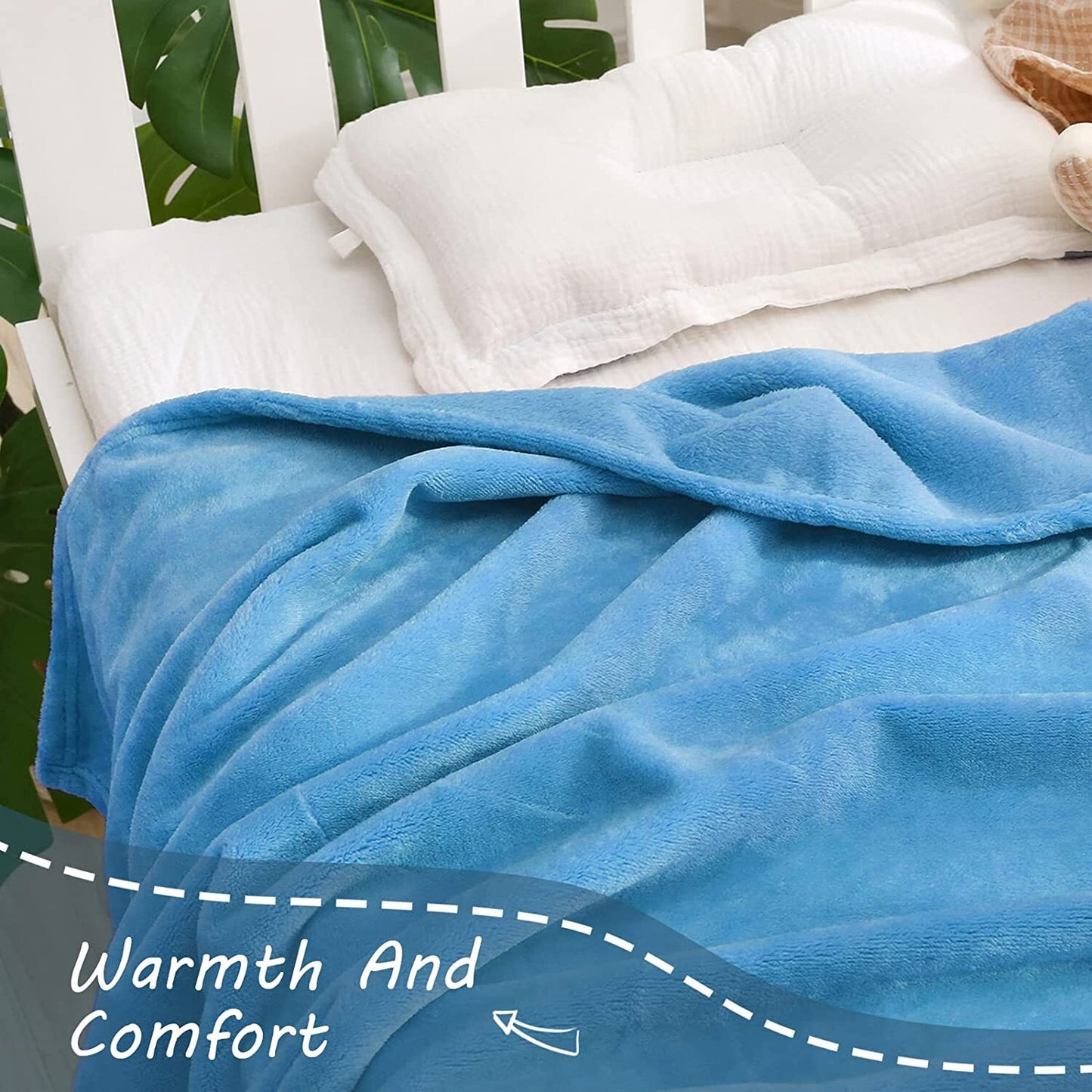 Exclusivo Mezcla Soft Lightweight Fleece Baby Blanket Throw Blanket for Boys, Girls, Toddler and Kids Nap Blankets for Crib Bedding, Nursery, and Security (40x50 inches, Washed Blue)