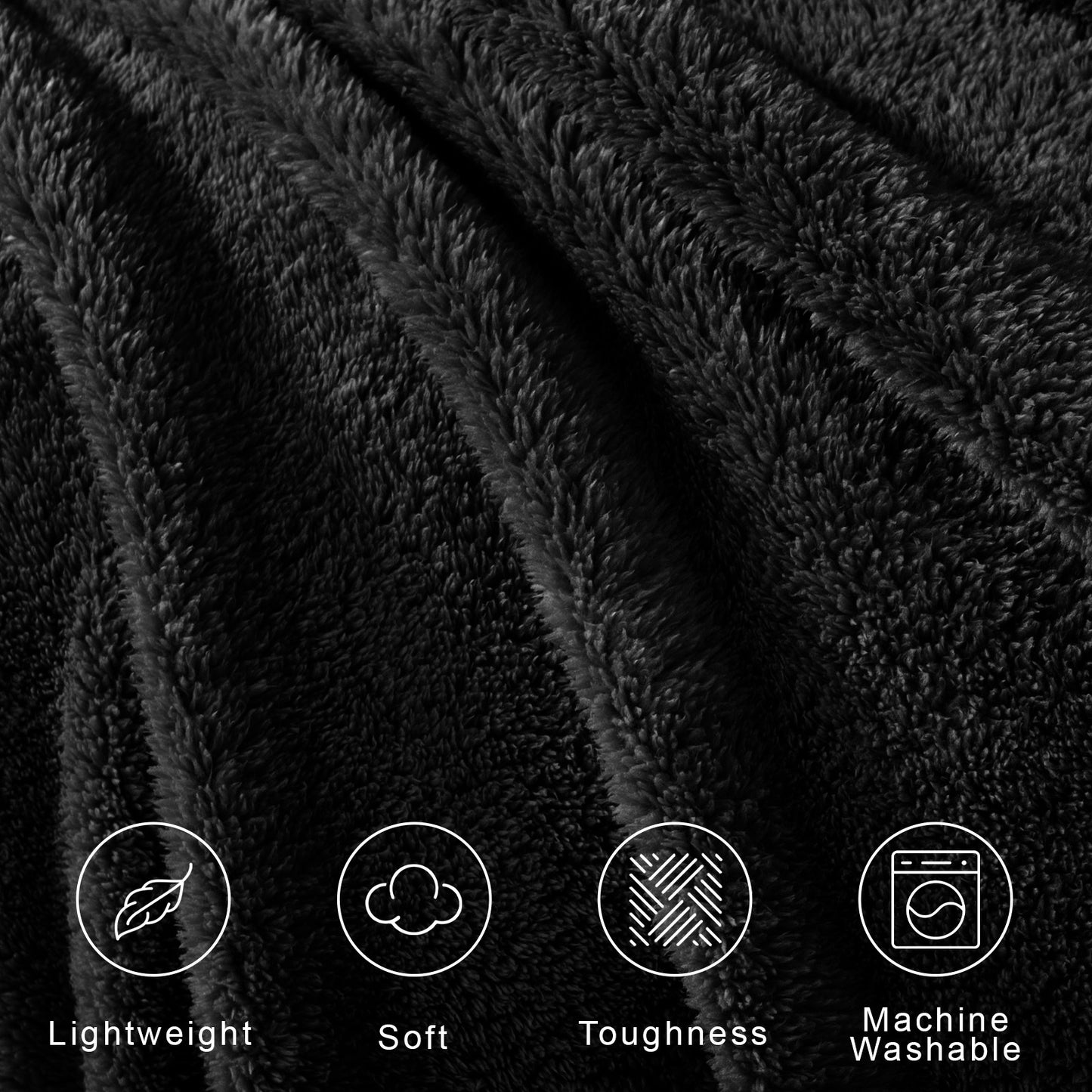 Exclusivo Mezcla Soft Fleece Throw Blanket for Couch, Super Soft Velvet Plush Bed Blanket, Fuzzy Cozy Blankets for All Seasons, 50x60 Inches, Black Blanket