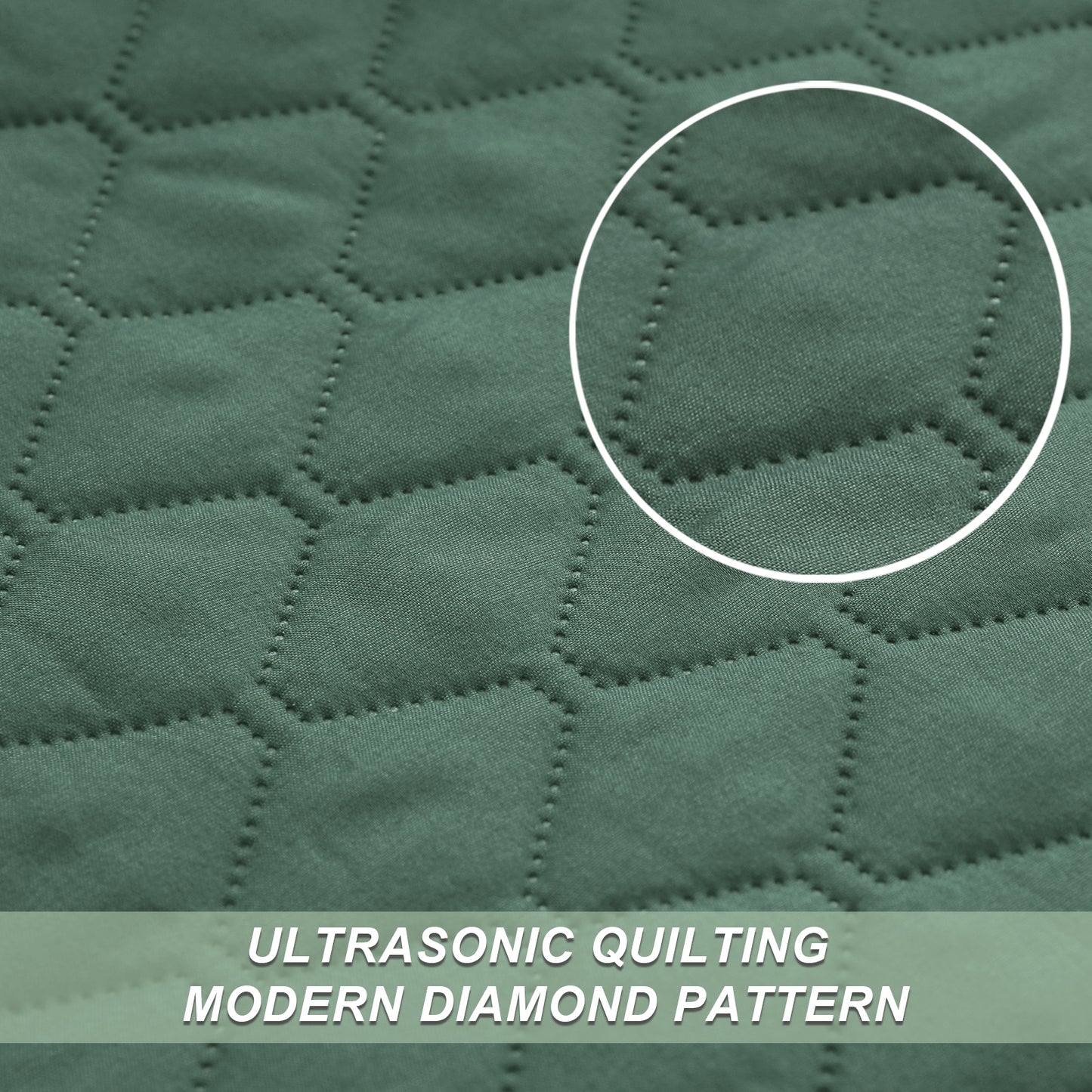 Exclusivo Mezcla Ultrasonic Full Queen Quilt Bedding Set with Pillow Shams, Lightweight Quilts Queen Size, Soft Bedspreads Bed Coverlets for All Seasons - (Dark Green, 90"x96")