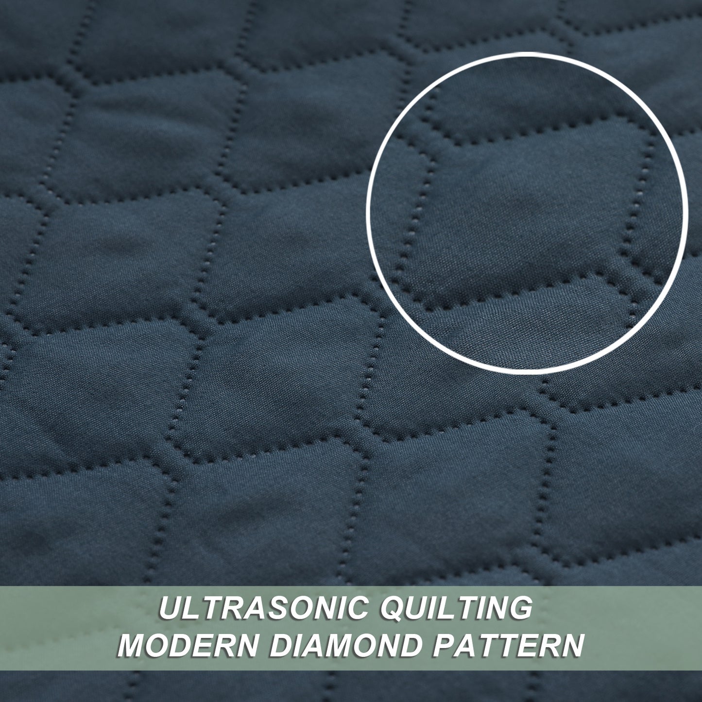 Exclusivo Mezcla Ultrasonic Reversible Twin Quilt Bedding Set with Pillow Sham, Lightweight Quilts Twin Size, Soft Bedspreads Bed Coverlets for All Seasons - (Navy Blue, 68"x88")