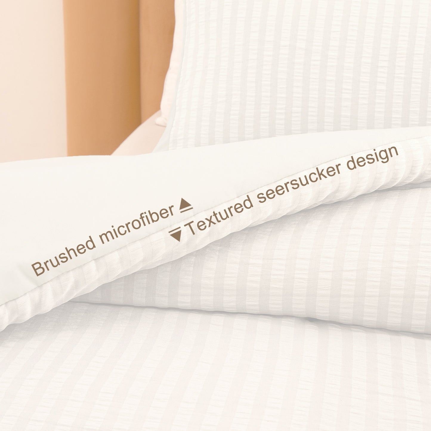 Exclusivo Mezcla 2-Piece Seersucker Twin Comforter Set White, Lightweight Soft Striped Pattern All Season Bedding Comforter sets with 1 Pillow Sham