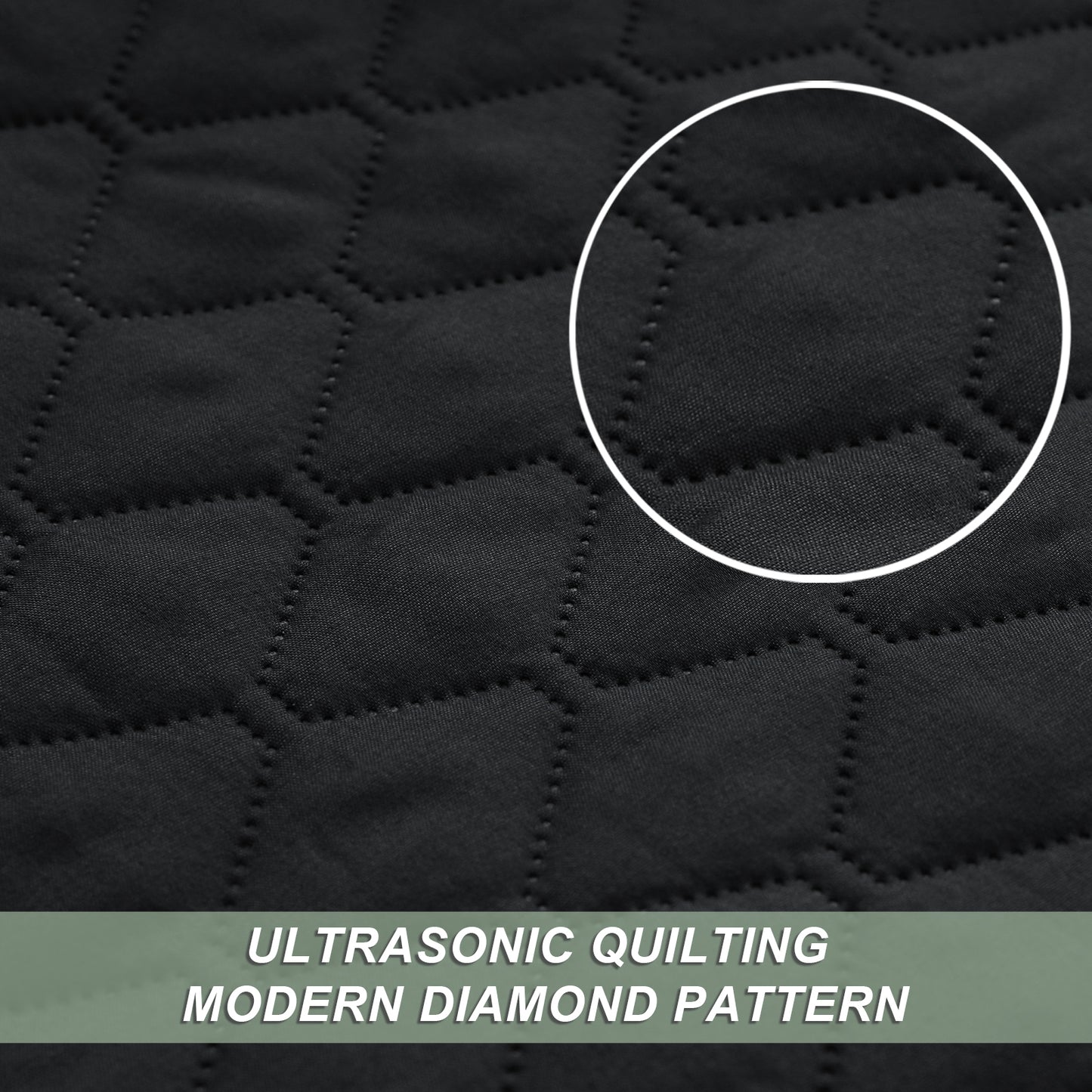 Exclusivo Mezcla Ultrasonic Reversible King Size Quilt Bedding Set with Pillow Shams, Lightweight Quilts King Size, Soft Bedspreads Bed Coverlets for All Seasons - (Black, 104"x96")