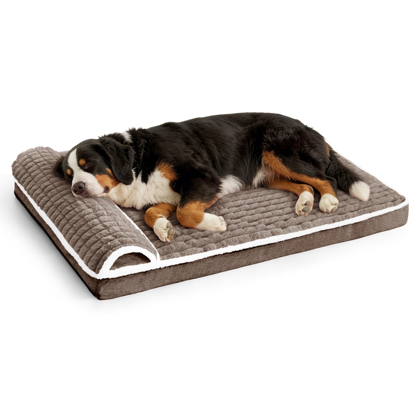 Exclusivo Mezcla Orthopedic Dog Bed with Head Pillow for Extra Large Dogs, Removable and Machine-Washable Cover, 56"X40", Brown