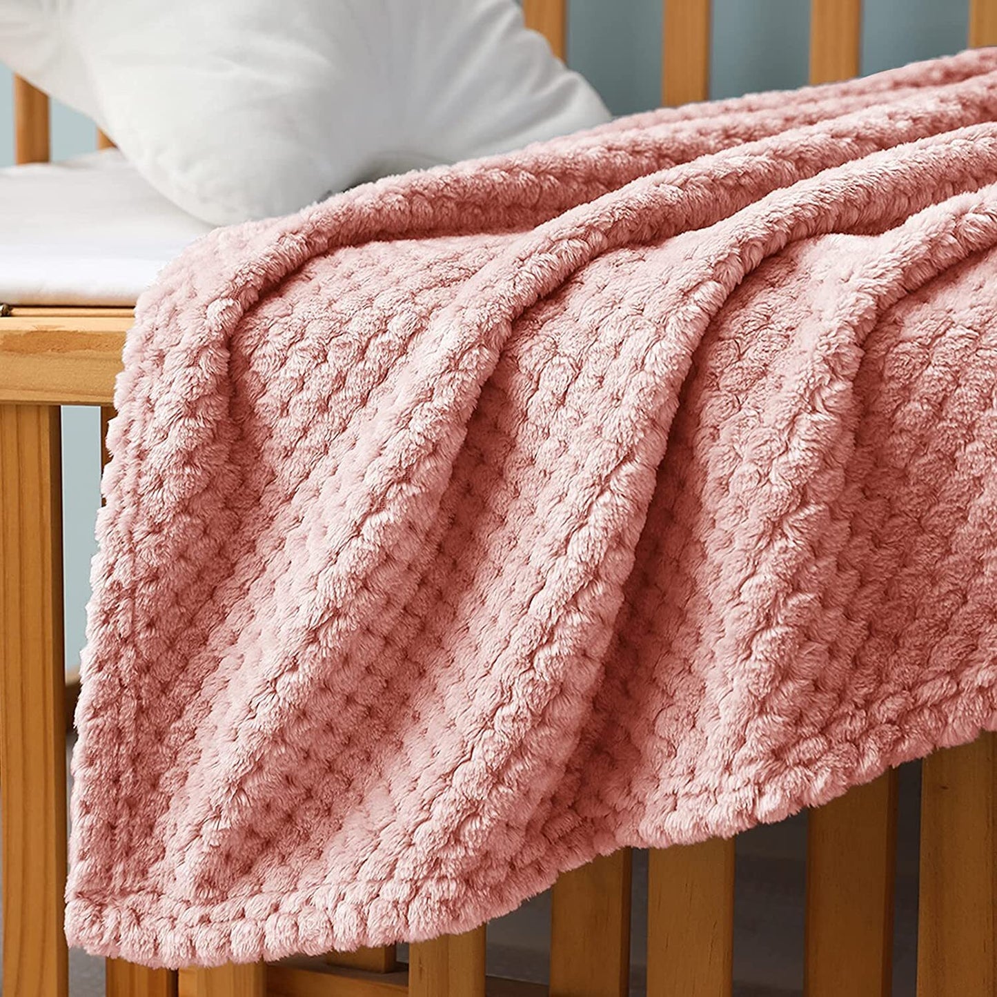 Exclusivo Mezcla Waffle Textured Fleece Baby Blanket, Soft and Warm Swaddle Blanket, Infant, Newborn, Toddler and Kids Receiving Blankets for Crib Stroller (Dusty Pink, 40x50 inches)