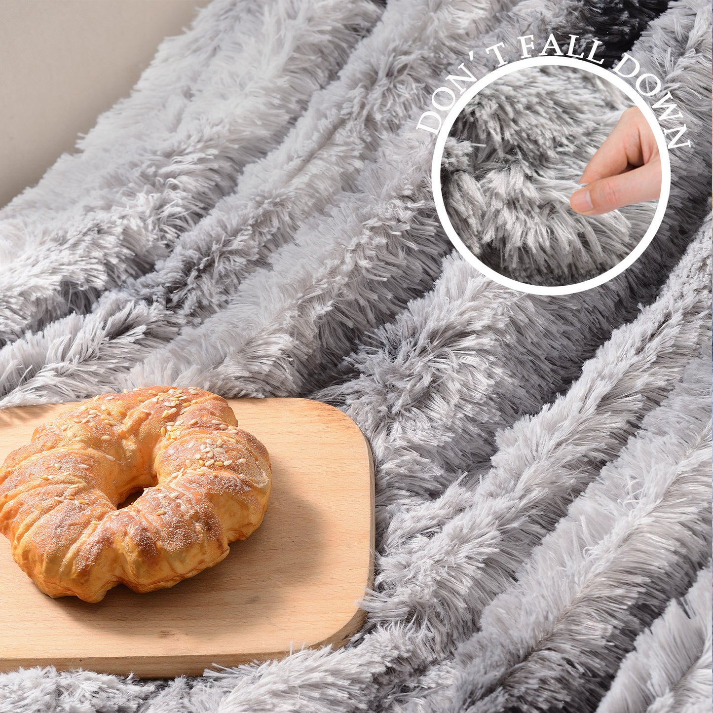 Exclusivo Mezcla Super Soft Fuzzy Faux Fur Throw Blanket, Fluffy Plush Cozy Reversible Shaggy Sherpa Fleece Blankets and Warm Throws for Couch Sofa Bed, 50x60 inches, Dark Grey