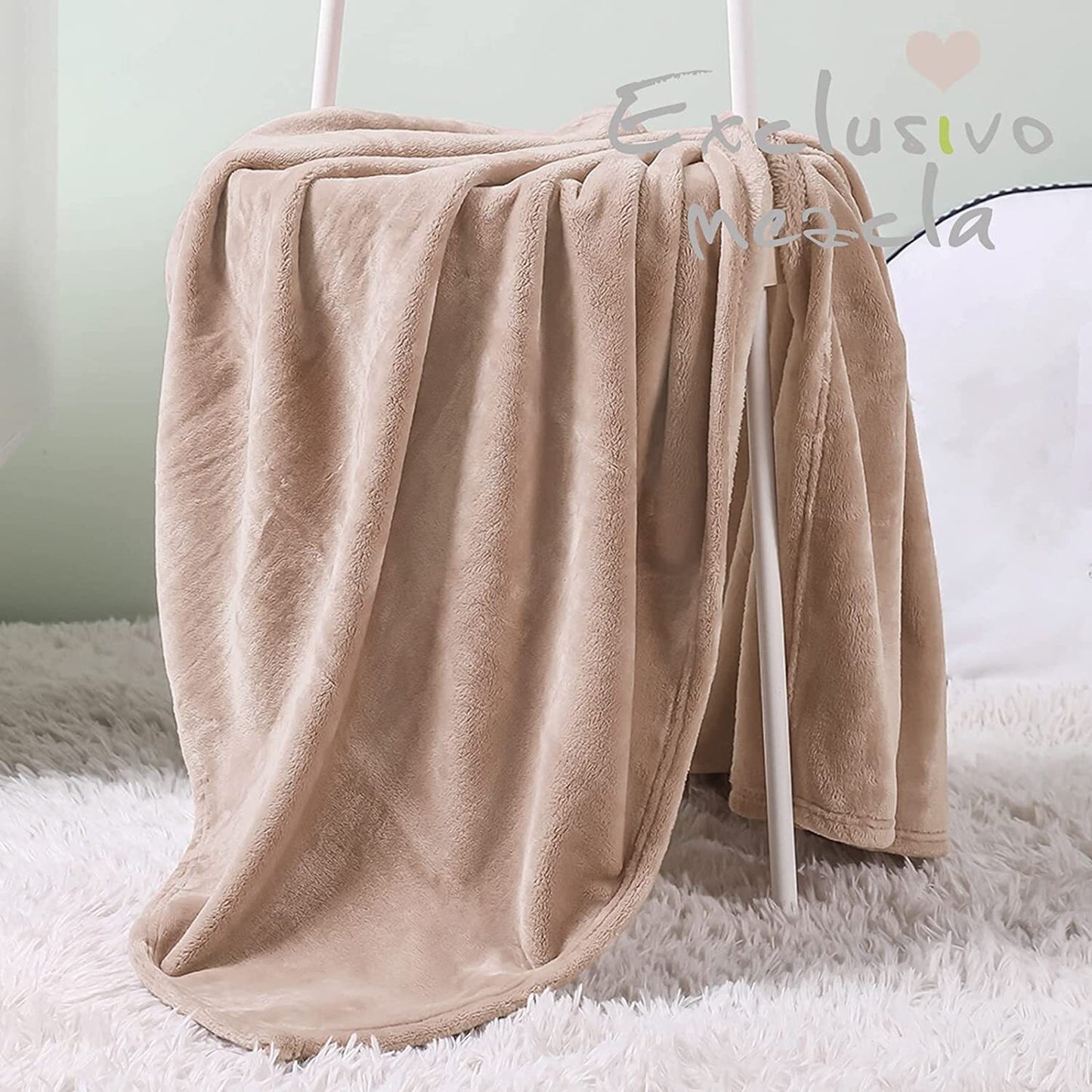 Exclusivo Mezcla Soft Lightweight Fleece Baby Blanket Throw Blanket for Boys, Girls, Toddler and Kids Nap Blankets for Crib Bedding, Nursery, and Security (40x50 inches, Camel)