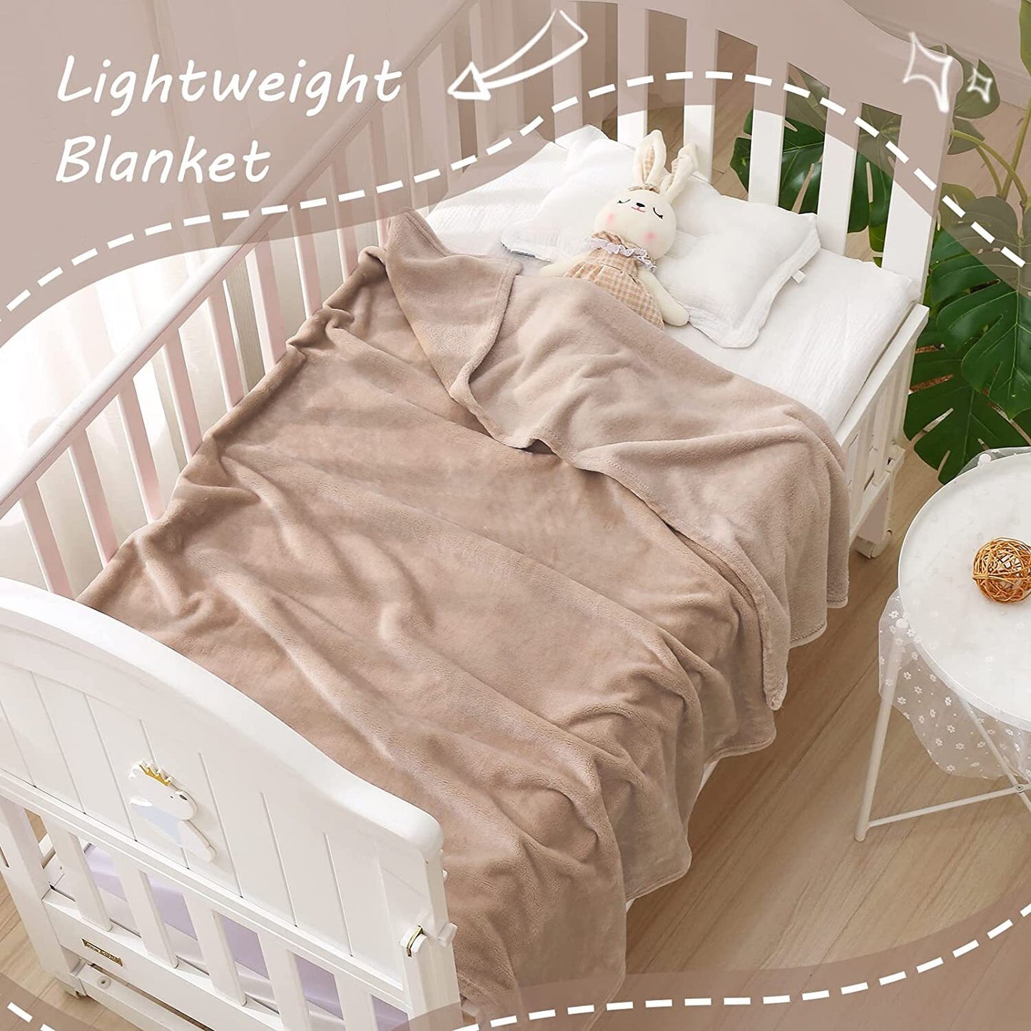 Exclusivo Mezcla Soft Lightweight Fleece Baby Blanket Throw Blanket for Boys, Girls, Toddler and Kids Nap Blankets for Crib Bedding, Nursery, and Security (40x50 inches, Camel)