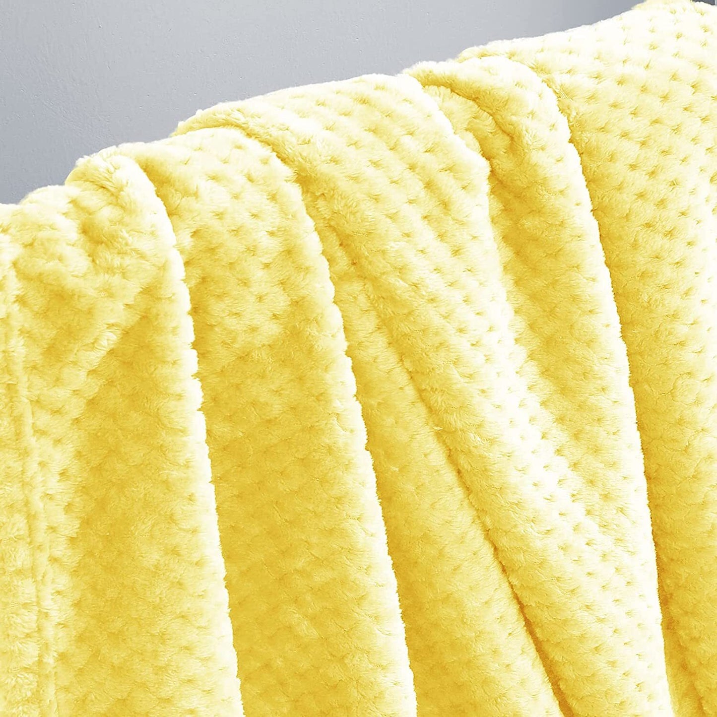 Exclusivo Mezcla Waffle Textured Fleece Baby Blanket, Soft and Warm Swaddle Blanket, Infant, Newborn, Toddler and Kids Receiving Blankets for Crib Stroller (Light Yellow, 40x50 inches)