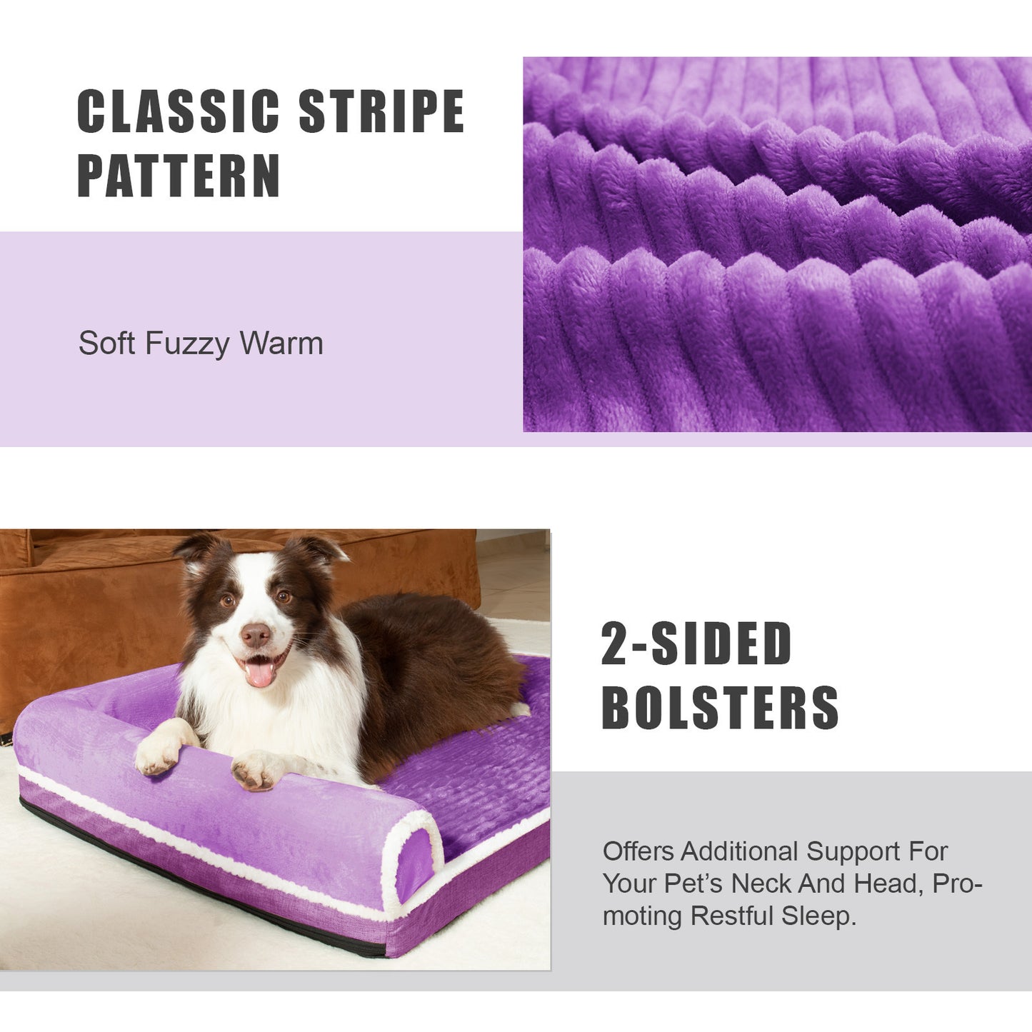 Exclusivo Mezcla Orthopedic Pet Bed for Medium Dogs, 36"X24" Waterproof Supportive Foam Sofa Dog Bed, Purple
