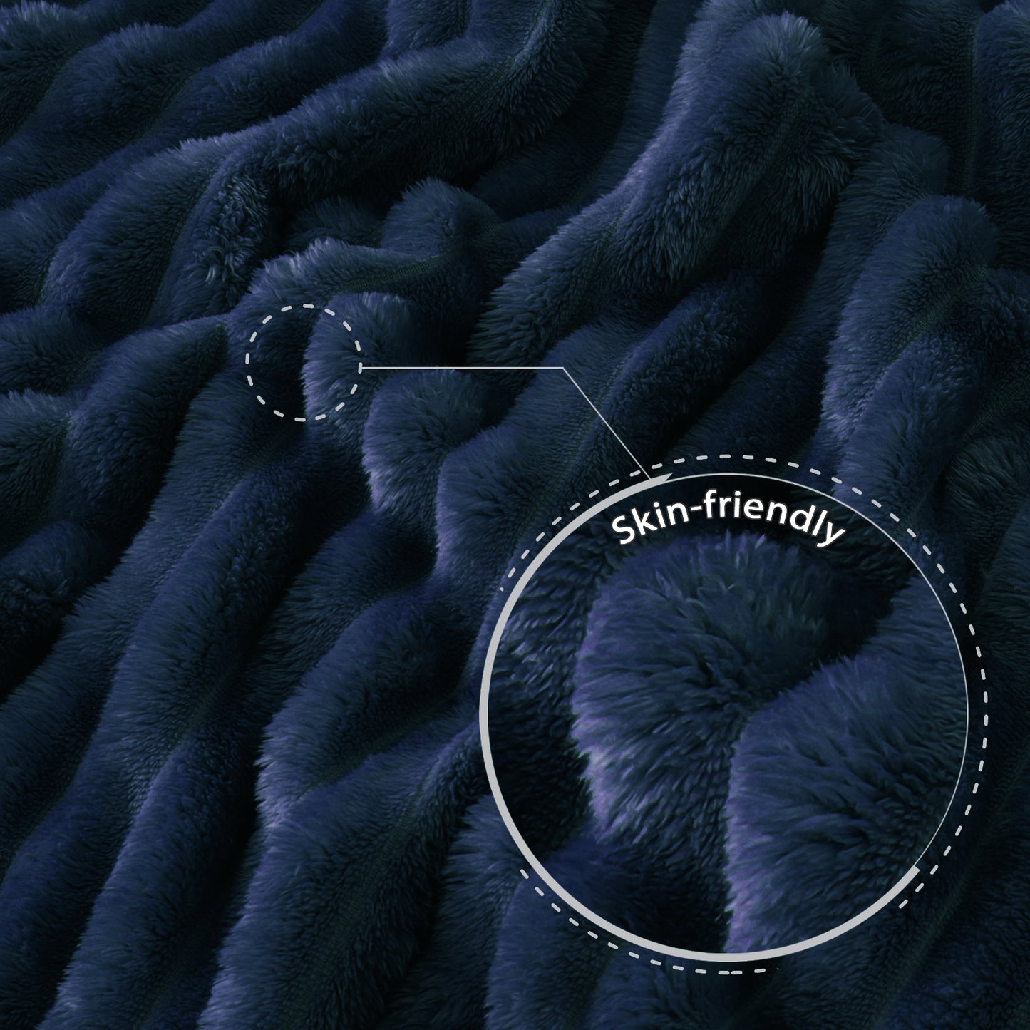 Exclusivo Mezcla Fleece Throw Blanket for Couch, Super Soft 3D Striped Jacquard Bed Blanket, Lightweight Fuzzy Cozy Blankets for All Seasons, 50x60 Inches, Navy Blue Blanket