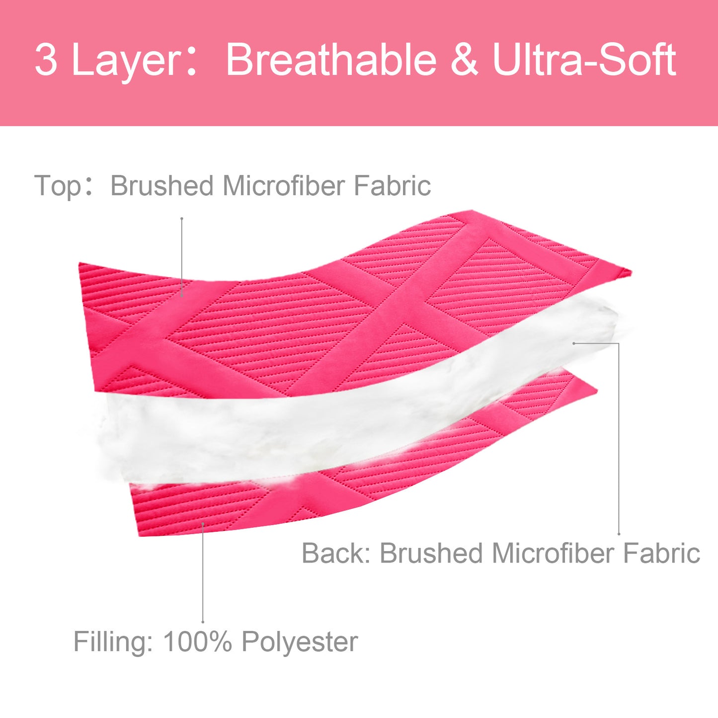 Exclusivo Mezcla Ultrasonic King Quilt Set, Lightweight Bedspreads Modern Striped Coverlet with 2 Pillow Shams, Hot Pink