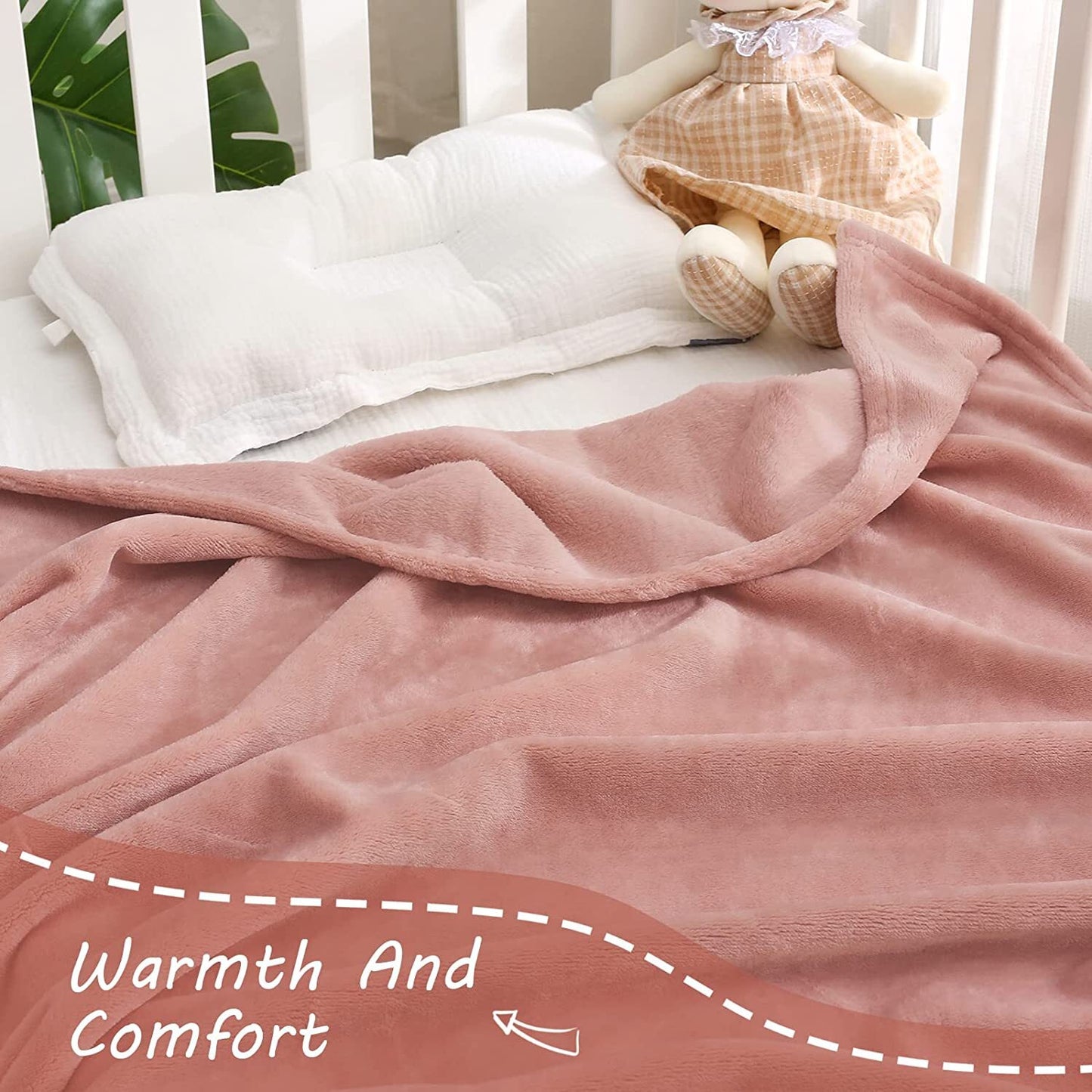 Exclusivo Mezcla Soft Lightweight Fleece Baby Blanket Throw Blanket for Boys, Girls, Toddler and Kids Nap Blankets for Crib Bedding, Nursery, and Security (40x50 inches, Dusty Pink)