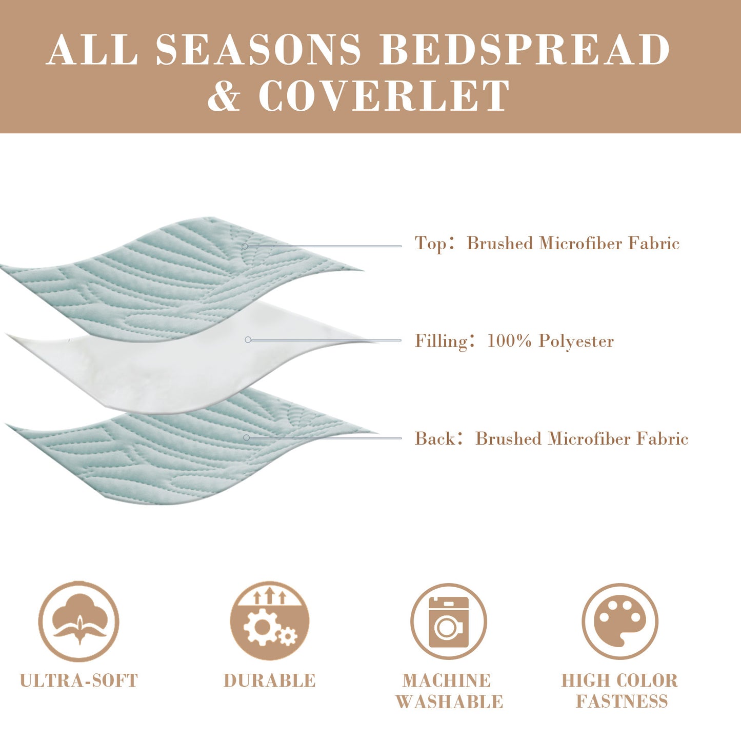 Exclusivo Mezcla California King Quilt Set Aqua Blue, Lightweight Bedspread Leaf Pattern Bed Cover Soft Coverlet Bedding Set(1 Quilt, 2 Pillow Shams)