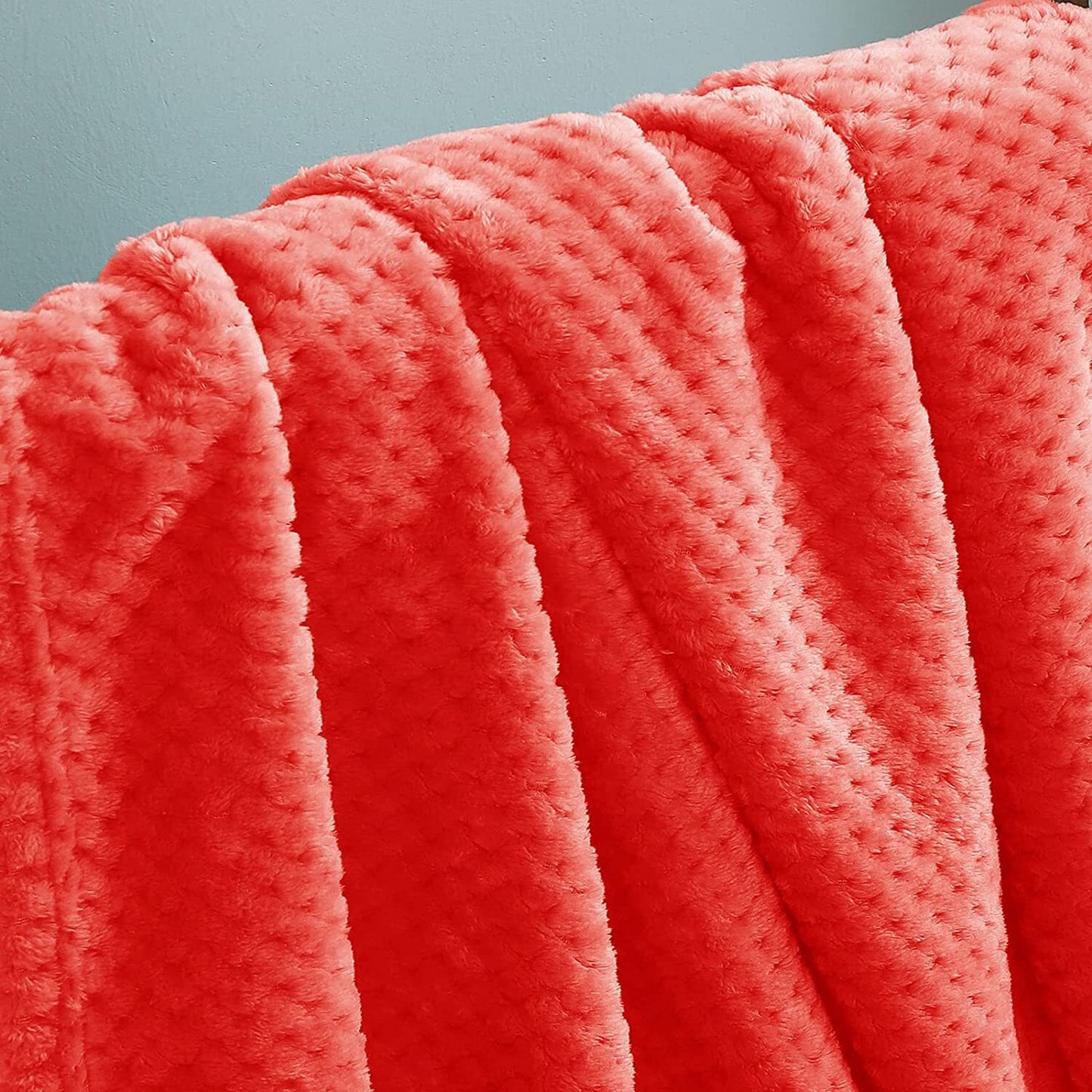Exclusivo Mezcla Waffle Textured Fleece Baby Blanket, Soft and Warm Swaddle Blanket, Infant, Newborn, Toddler and Kids Receiving Blankets for Crib Stroller (Coral Orange, 40x50 inches)
