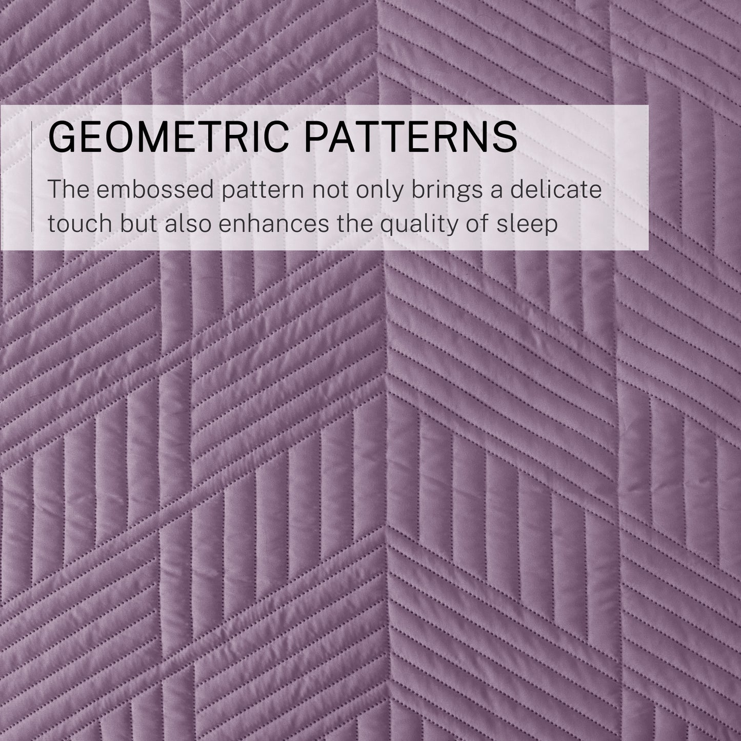 Exclusivo Mezcla Ultrasonic Full Queen Quilt Bedding Set, Lightweight Dusty Lavender Bedspreads Soft Modern Geometric Coverlet Set for All Seasons (1 Quilt and 2 Pillow Shams)